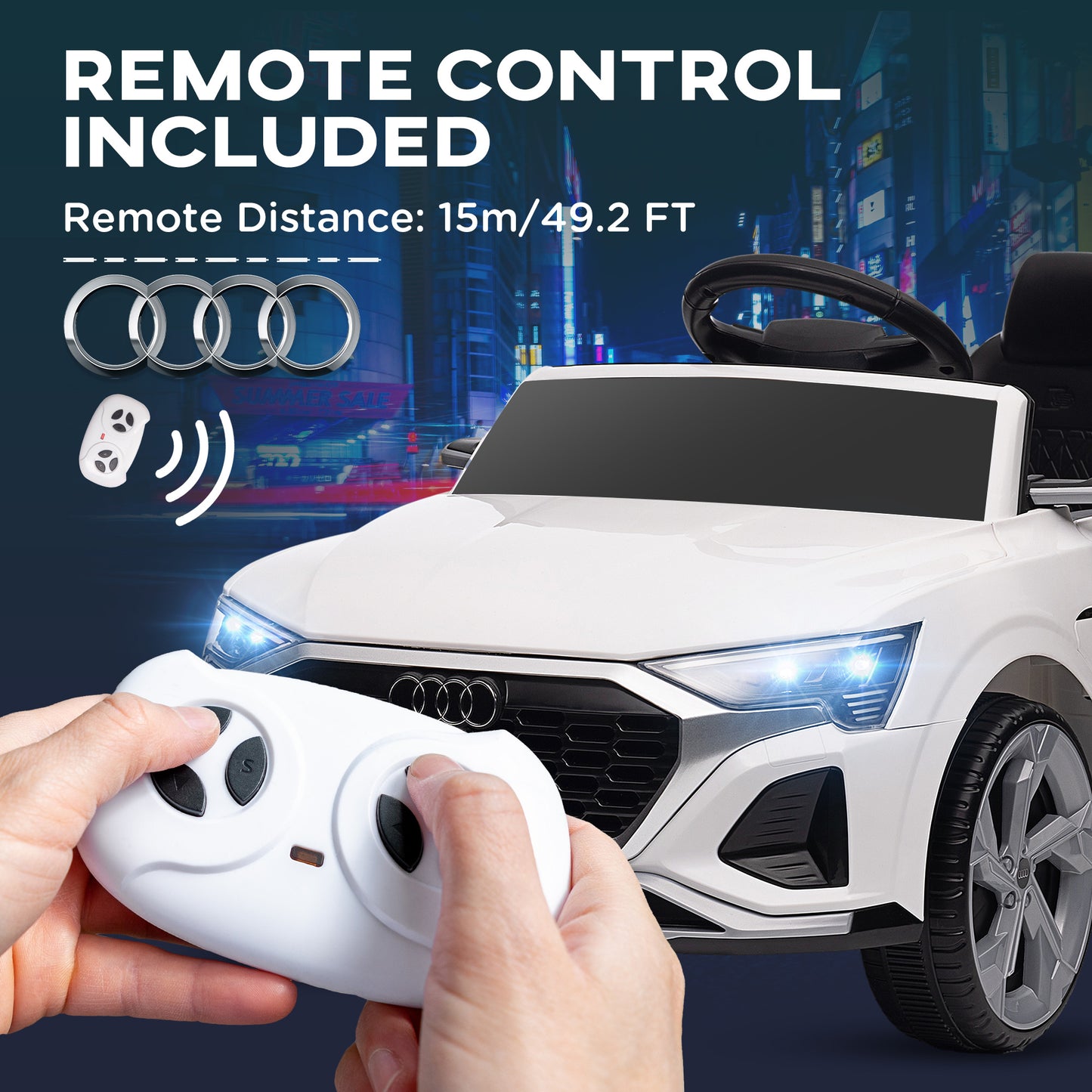 Qaba 12V Battery Powered Kids Electric Car, Audi Q8 etron Sportback Licensed Ride on Car w/ Remote Control, White
