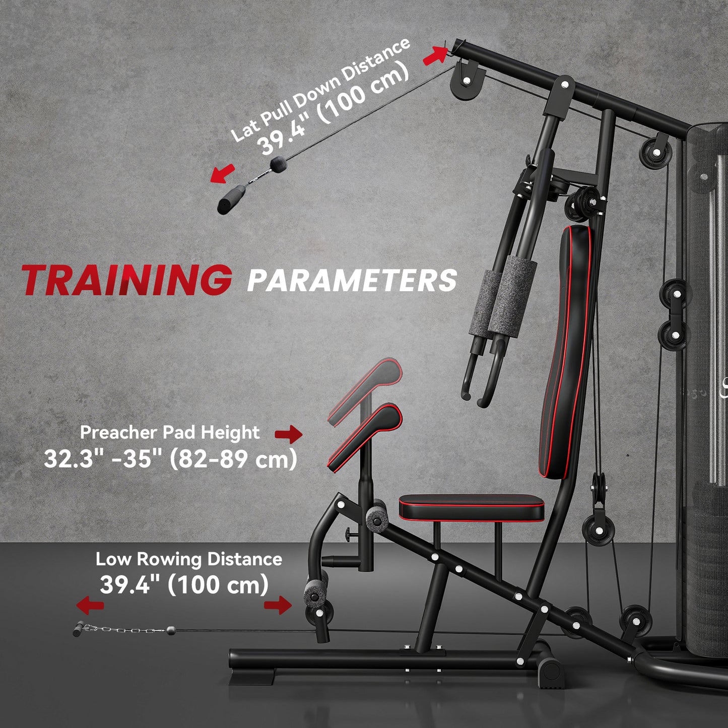 Soozier Multi-Exercise Home Gym Station with 99lbs Weight Stack, for Full Body Workout