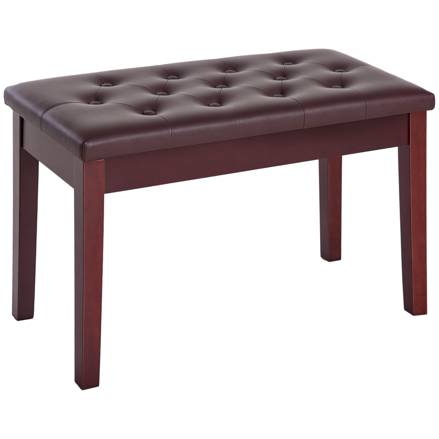 HOMCOM 30" Piano Bench with Padded Cushion and Storage, Faux Leather Keyboard Bench with Solid Wood Legs, Black