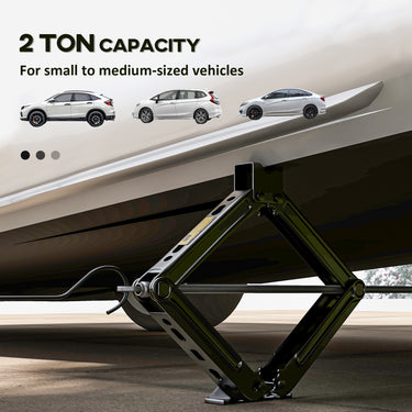 HOMCOM Steel Car Jack, Portable Scissor Jack, 2 Ton (4400 lbs) Capacity for Auto Sedan SUV MPV Tire Changes & Repairs, Black