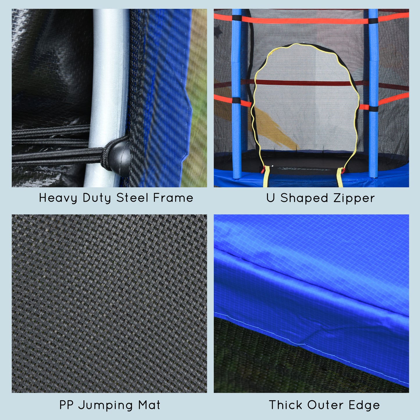 Outsunny 55" Kids Trampoline with Enclosure Net for Indoor/Outdoor, Trampoline for Boys and Girls Age 3-6 Years, Blue