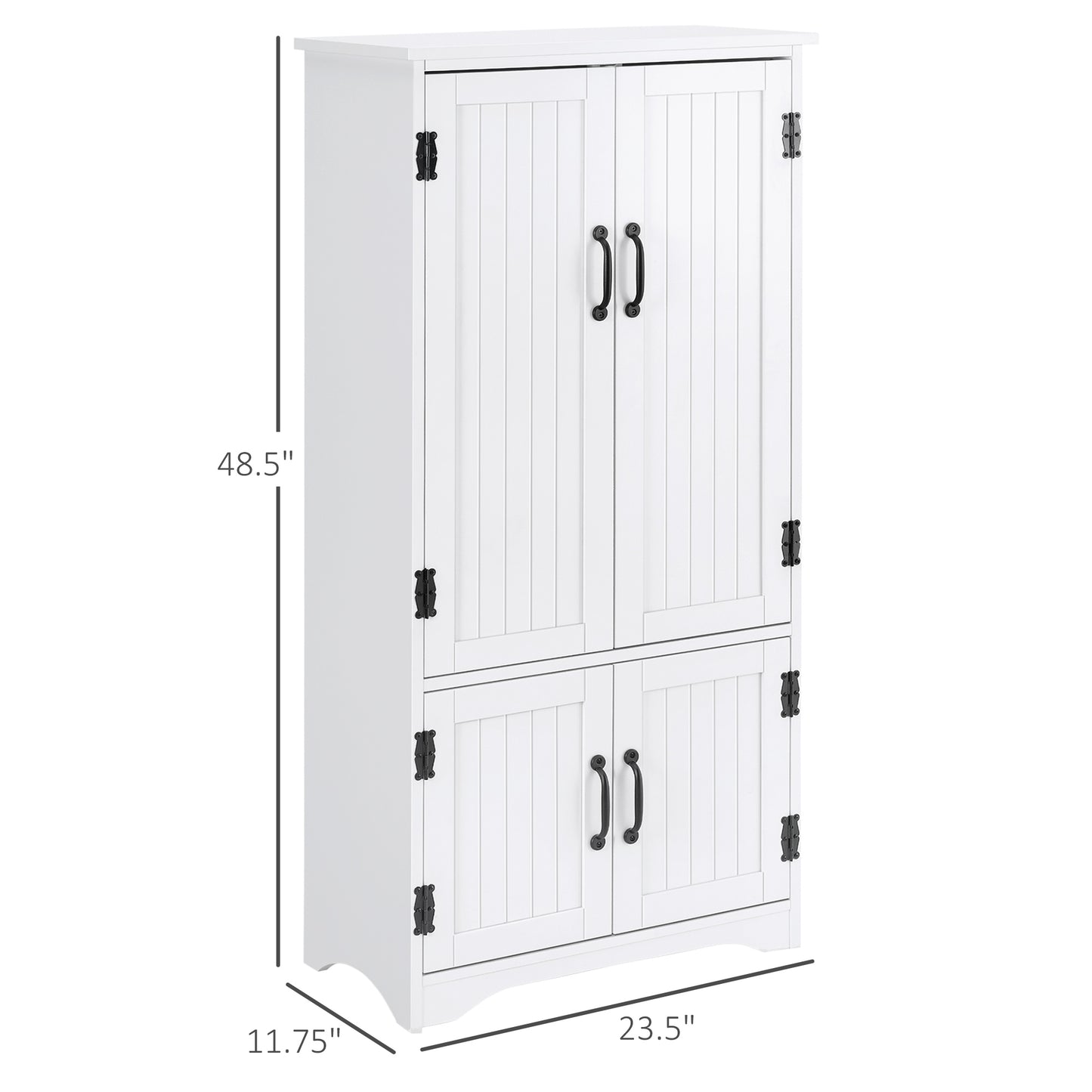 HOMCOM 48" 4-Door Storage Cabinet Multi-Storey Large Space Pantry with Adjustable Shelves Black