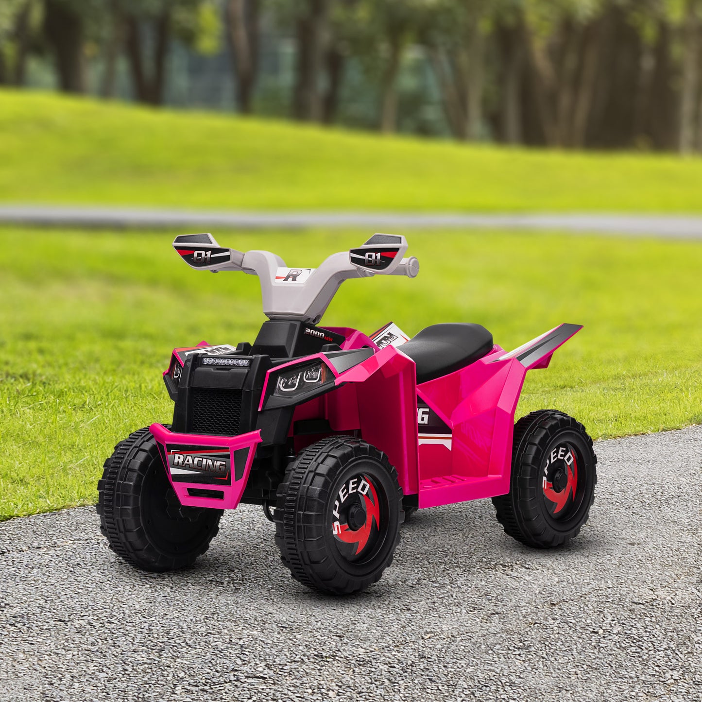 Aosom 6V Quad Kids Electric Car with Wear-resistant Wheels, for Boys and Girls Aged 18-36 Months, Red
