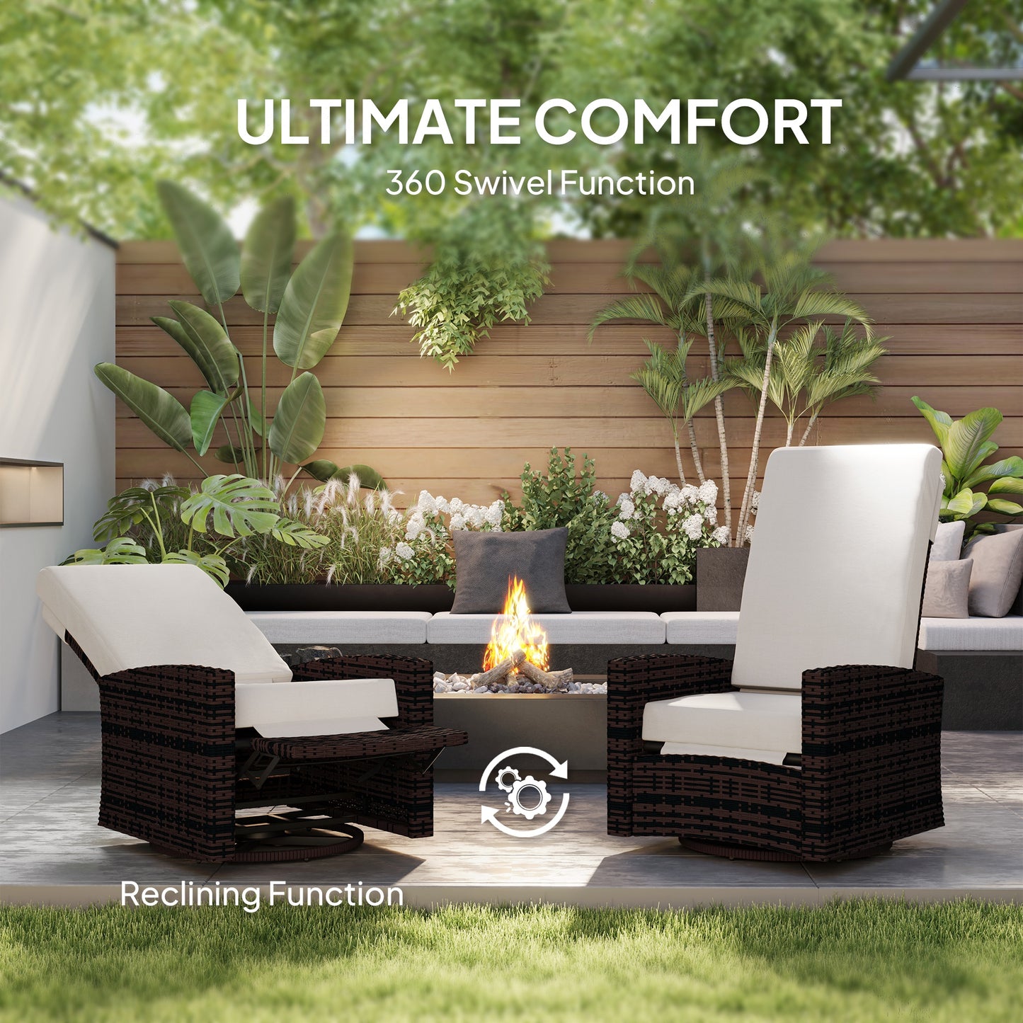Outsunny Outdoor Rattan Wicker Lounge Chair with Footrest & Soft Cushion for Patio, Garden, Backyard, Sky Blue