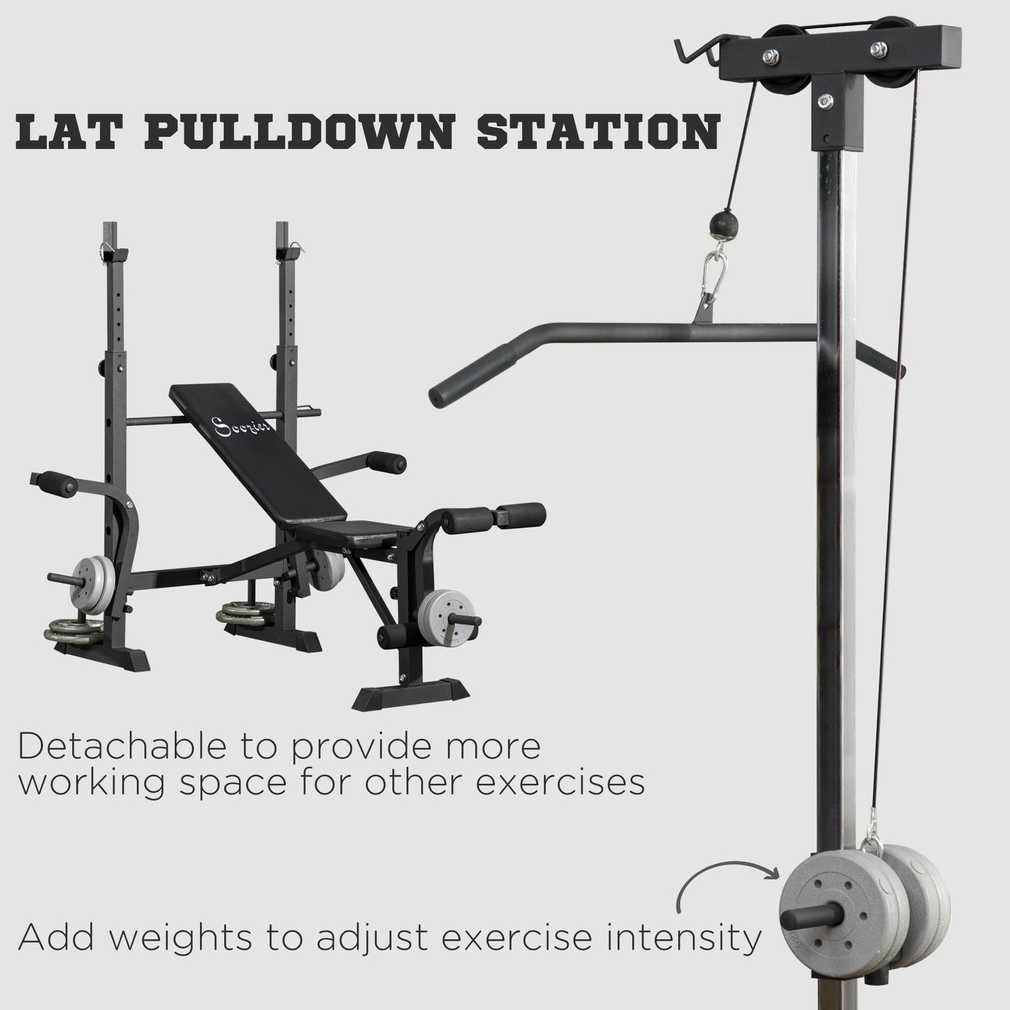 Soozier Press Bench, Heavy Duty Multiple Function Workout Adjustable Bench with Preacher Curl, Leg Developer