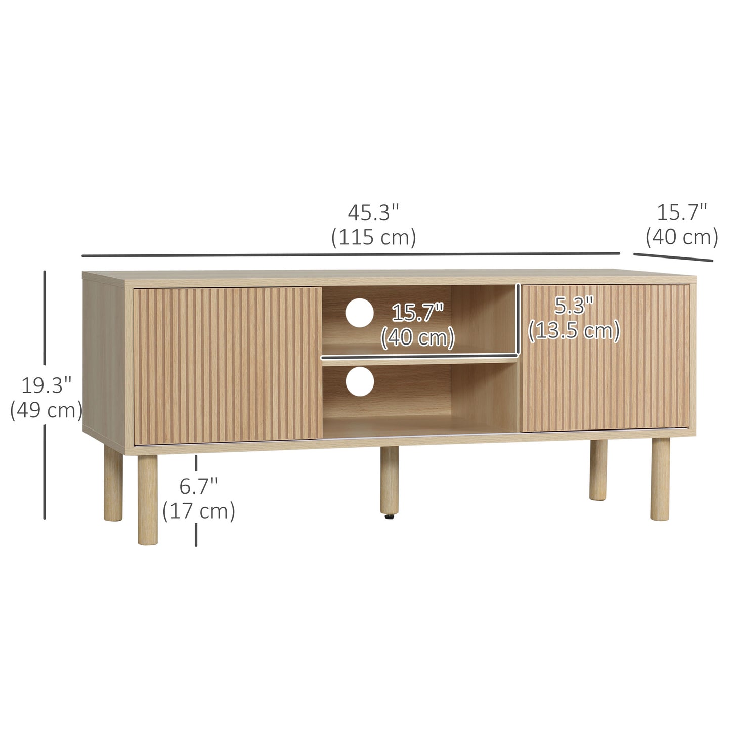 HOMCOM Modern TV Stand for TVs up to 50", TV Cabinet with Storage Shelves for Living Room, Natural
