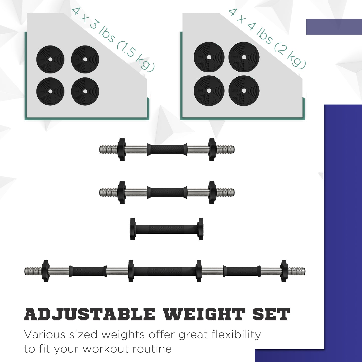 Soozier 55LBS 2-in-1 Adjustable Barbell & Dumbbells Set, Weights Set with Non-slip Handles for Men and Women Home Gym Training