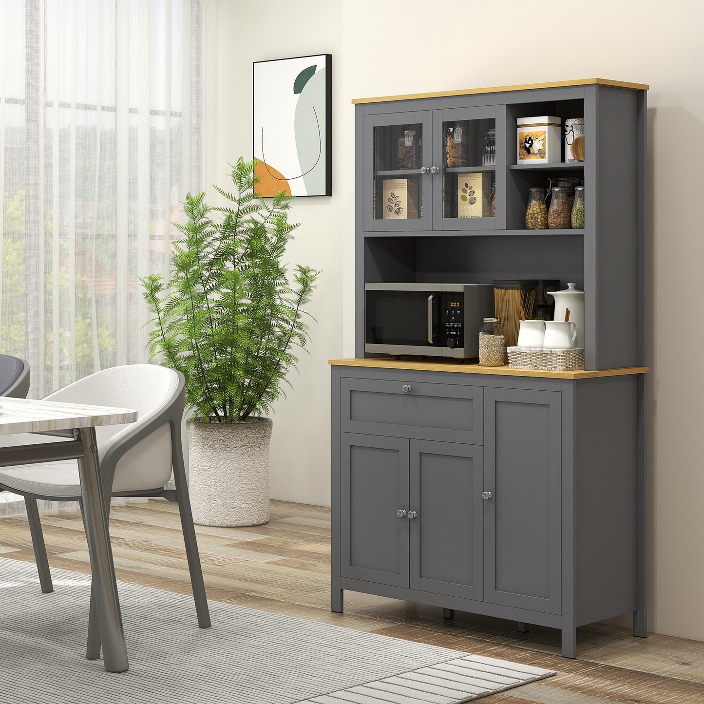 HOMCOM 5-Door Kitchen Pantry Cabinet, Freestanding Storage Cabinet Cupboard with Adjustable Shelves, 71"