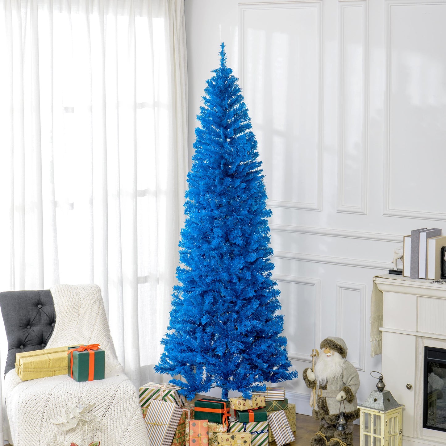 HOMCOM 4FT Artificial Christmas Tree Holiday Xmas Holiday Pencil Tree Decoration with Automatic Open for Home Party, Pink