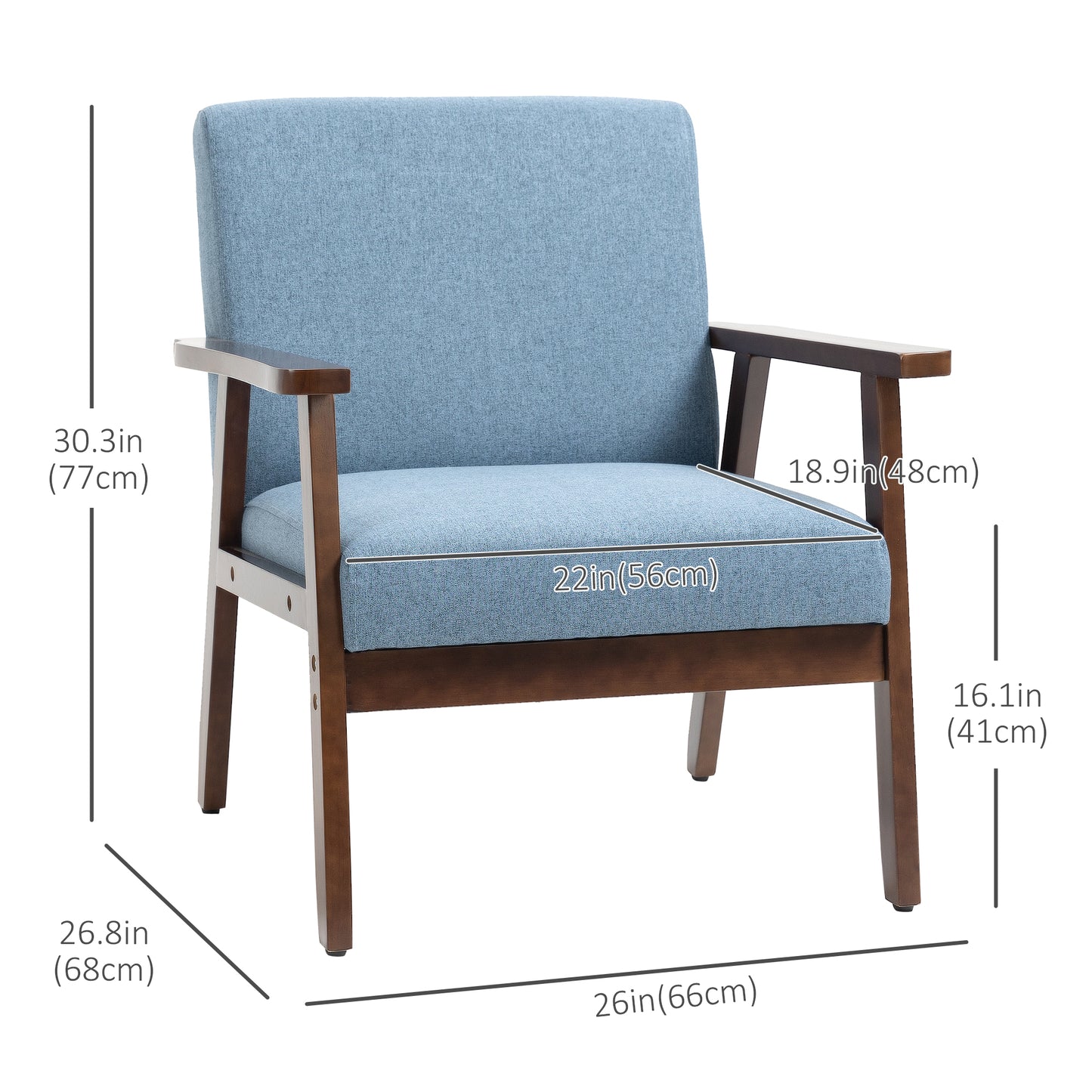 HOMCOM Modern Accent Chairs with Cushioned Seat, Upholstered Linen-Feel Armchair for Bedroom, Living Room, Dark Gray
