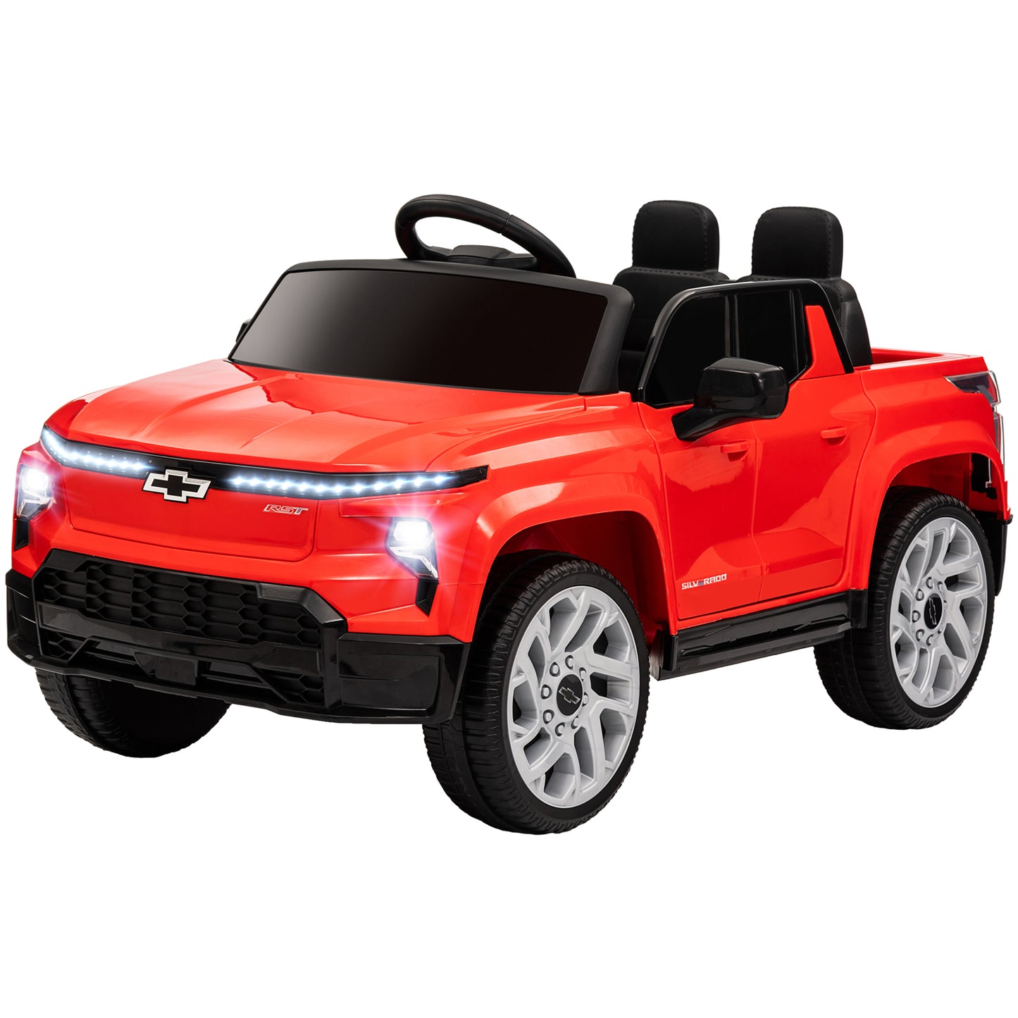 Qaba 12V CHEVROLET SILVERADO EV RST Licensed Kids Car w/ Remote, Spring Suspension, Soft Start, Training Wheels, Black