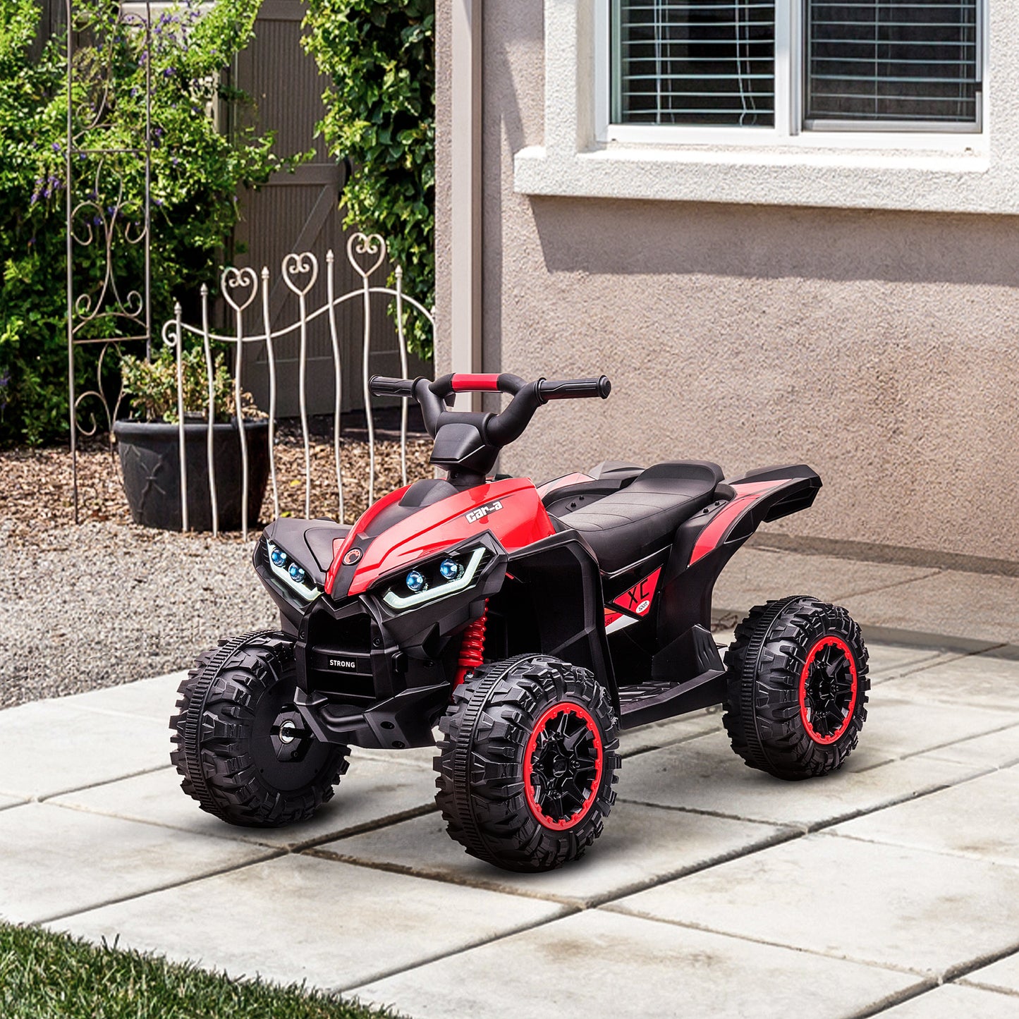 Aosom Kids 4 Wheeler Quad with Music, Headlights, High & Low Speed, Kids ATV for 3-5 Years Old Boys & Girl, Yellow