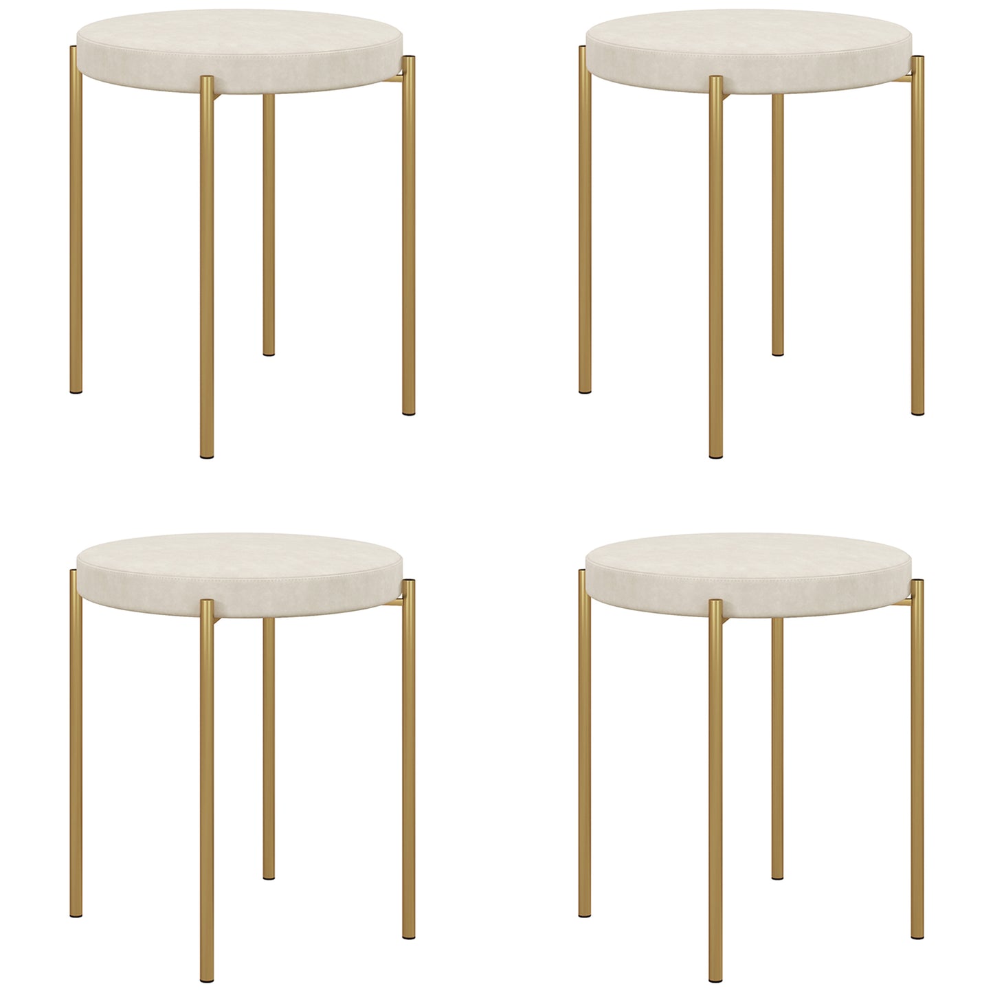 HOMCOM Backless Round Dining Chairs, Modern Stacking Stools Set of 4, Kitchen Chairs with Metal Legs, Black