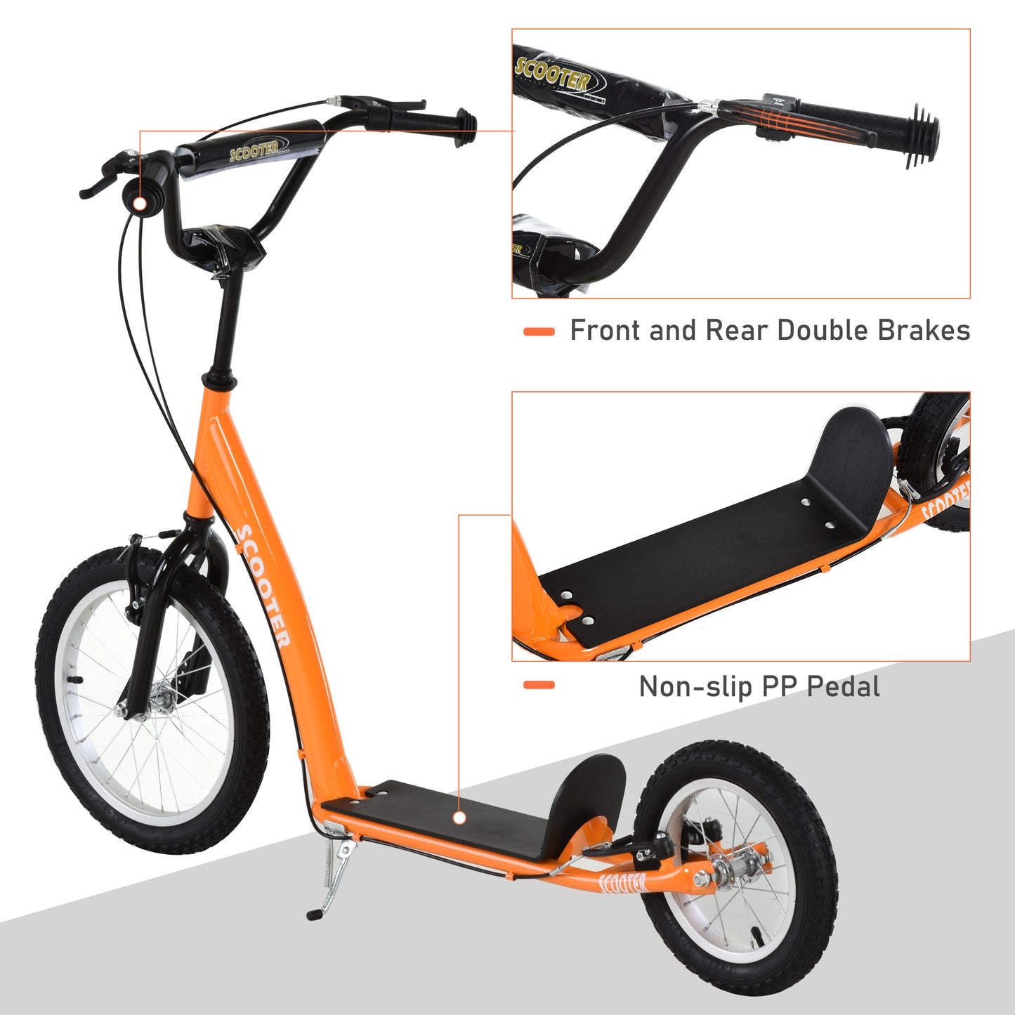 Aosom Kids Scooter with Adjustable Handlebar, Youth Kick Scooter with Dual Brakes, Inflatable Wheels, for Age 5+, Blue