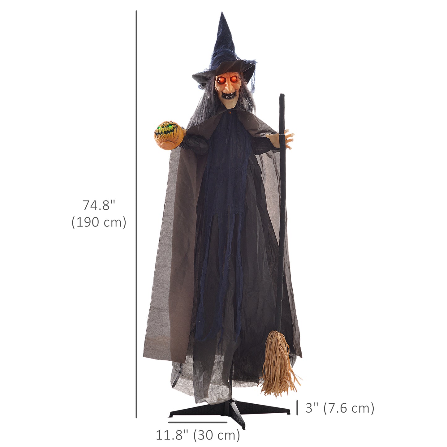 Outsunny 5.6' Life Size Clown Outdoor Halloween Decoration Animatronic, Animated Prop w/ Light Up Eyes