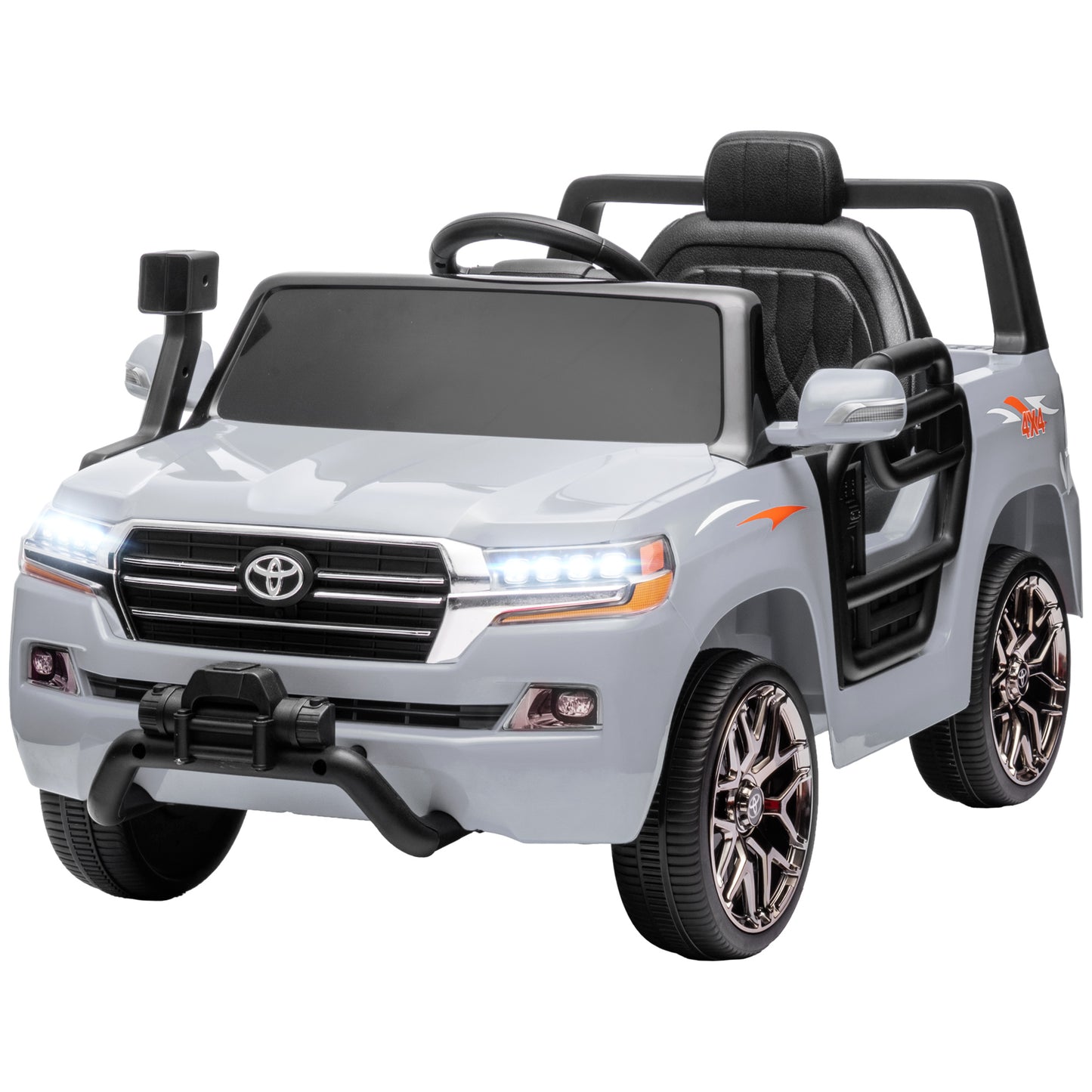 Qaba 12V Toyota LAND CRUISER Licensed Kids Car w Remote Control, Four Wheel Spring Suspension, Soft Start, LED Light, Pink