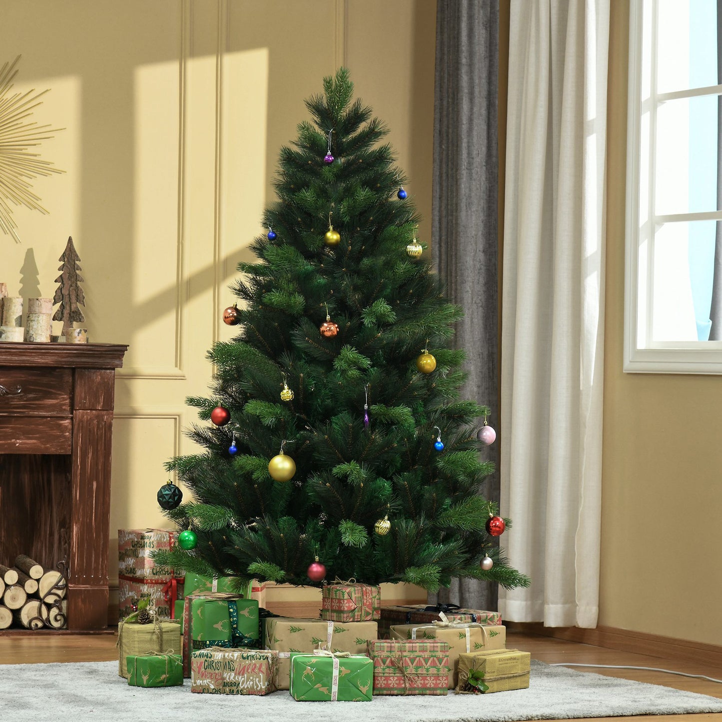 HOMCOM 6FT Artificial Pop-Up Christmas Tree Xmas Tree Holiday Home Decoration with Automatic Open, Green