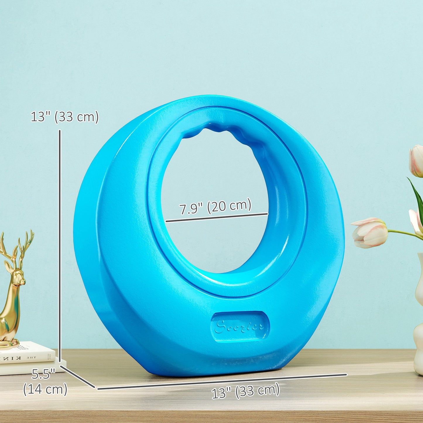 Soozier 13lbs Kettlebell, Soft Kettle Bell with Wide Handle for Home Gym Weight Lifting and Strength Training, Light Blue