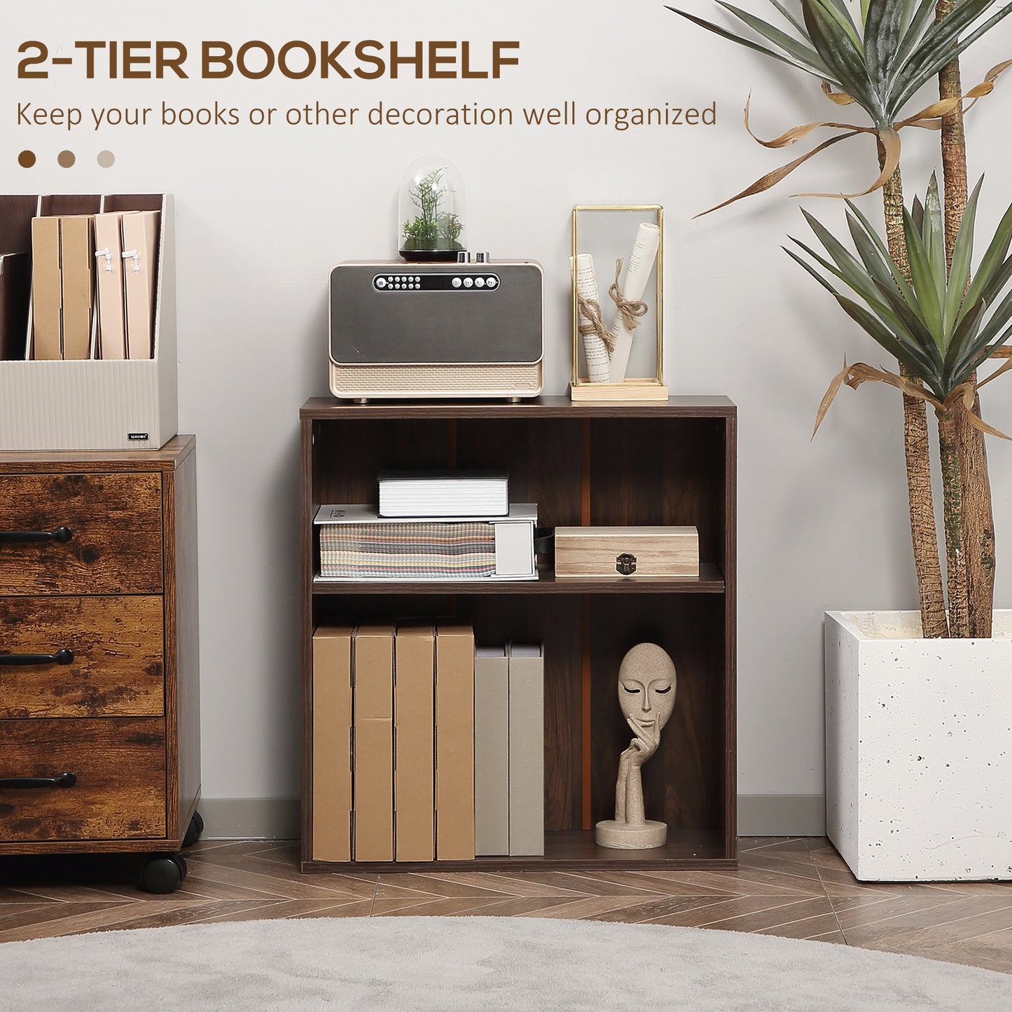 HOMCOM 5-Tier Bookcase, Storage Bookshelf, Display Shelves with Adjustable Shelves for Living Room, Home Office, Nature Wood