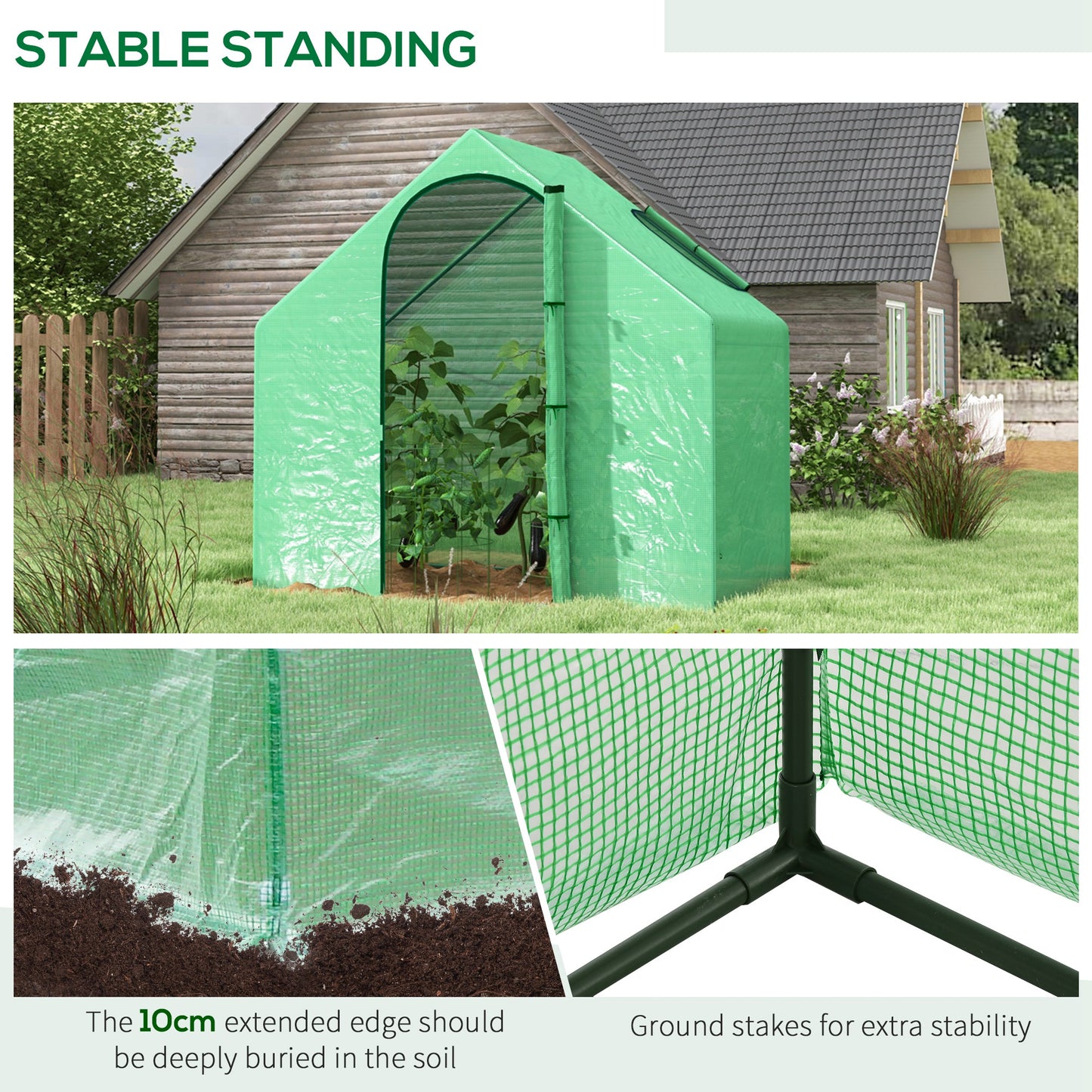 Outsunny 6 x 3.3 x 5.5ft Walk-in Garden Greenhouse with Door & Top Window, Portable Mini Greenhouse for Plants Flowers Herbs Tomatoes, Outdoor Hot House Growing Tent with Steel Frame & PE Cover