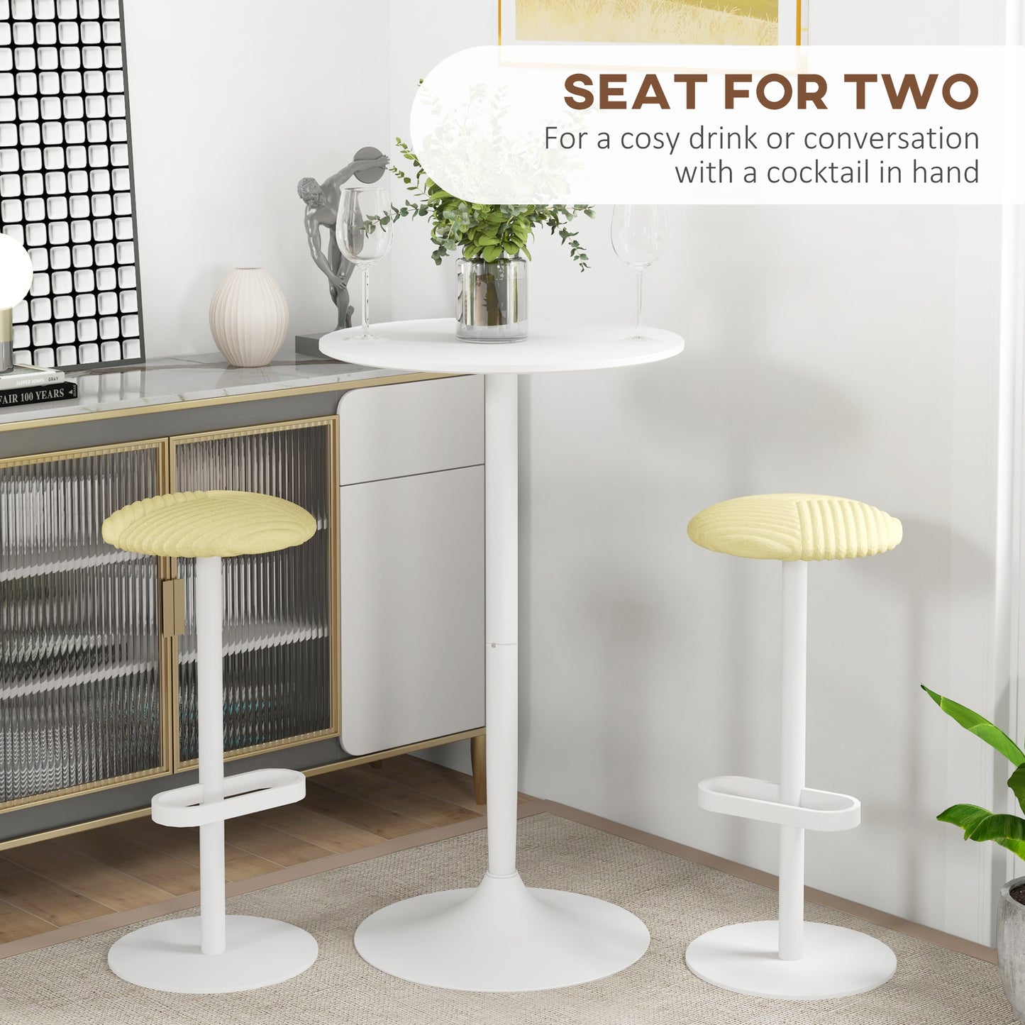 HOMCOM High Top Bar Table, Modern Round Dining Table with Painted Top and Steel Base, Bistro Table for 2 People, Black