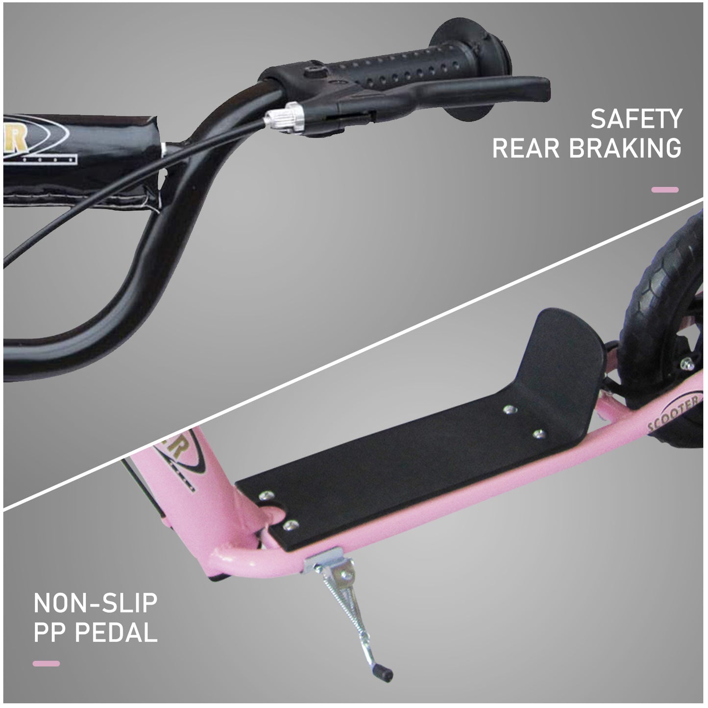 HOMCOM Kids Scooter Street Bike Bicycle for Teens Ride on Toy w/ 12'' Tire for 5-12 Year Old Pink