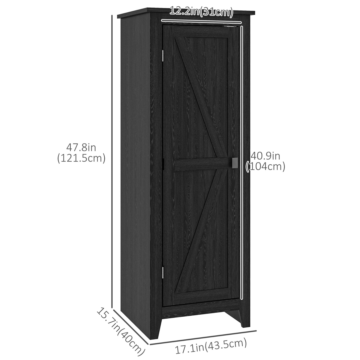 HOMCOM 48" Farmhouse Kitchen Pantry Storage Cabinet with Barn Door, Kitchen Pantry Cabinet with Adjustable Shelves, Natural