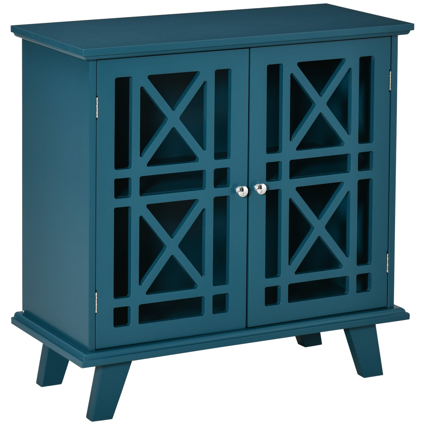 HOMCOM Storage Cabinet with Fretwork Doors and Shelf, Modern Freestanding Sideboard, Buffet, White
