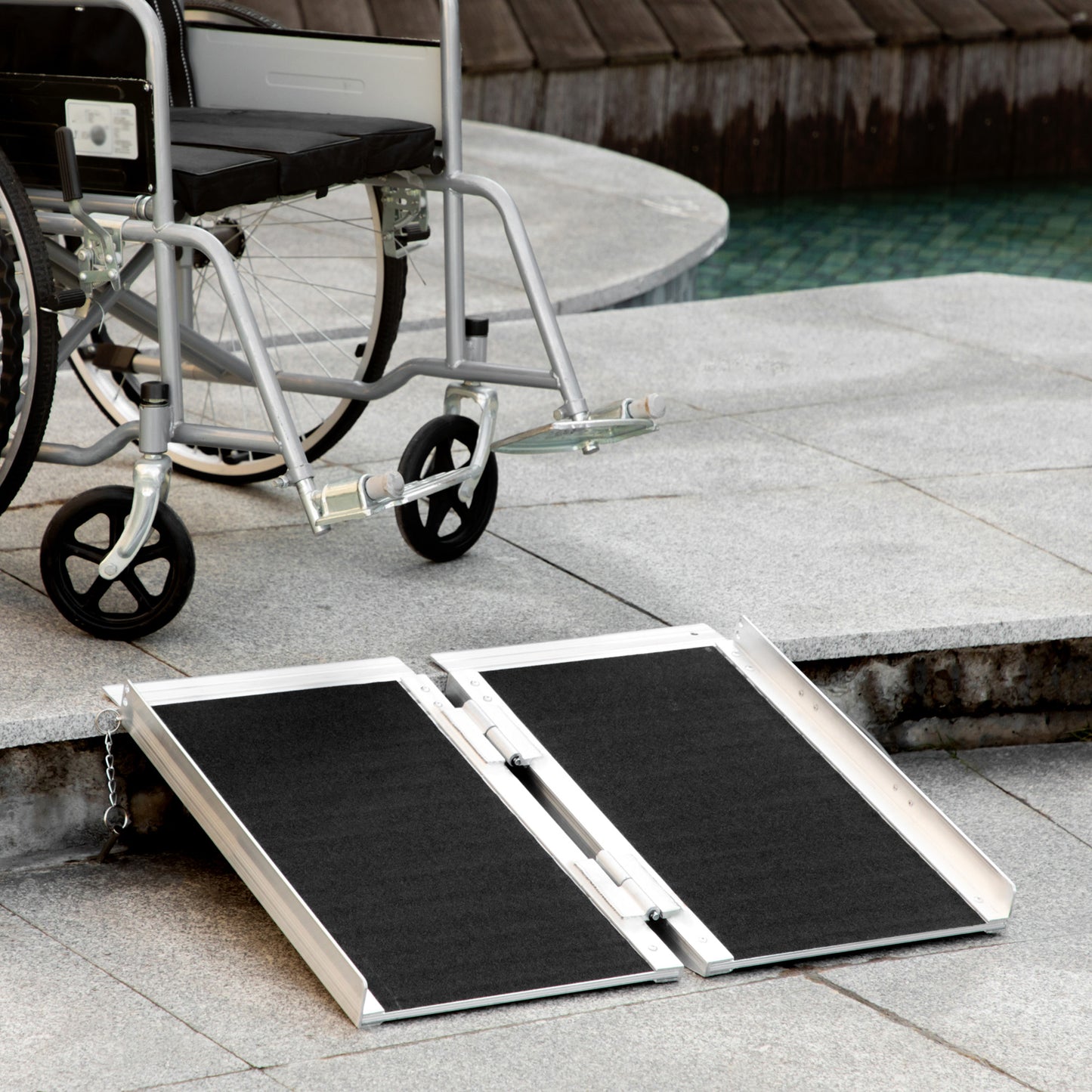 HOMCOM 2ft Wheelchair Ramp Scooter Mobility Non-Skid Layering Portable Foldable Aluminium