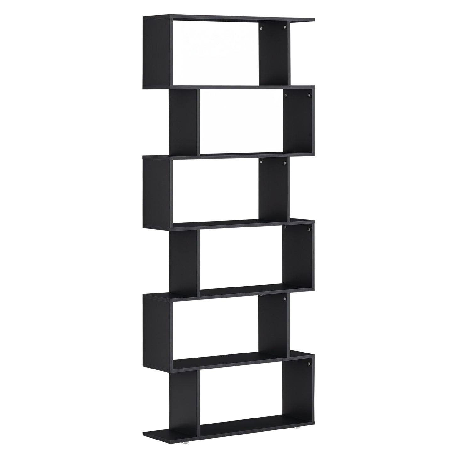 HOMCOM Wooden S Shape Bookcase 6 Shelves Storage Display Home Office Furniture