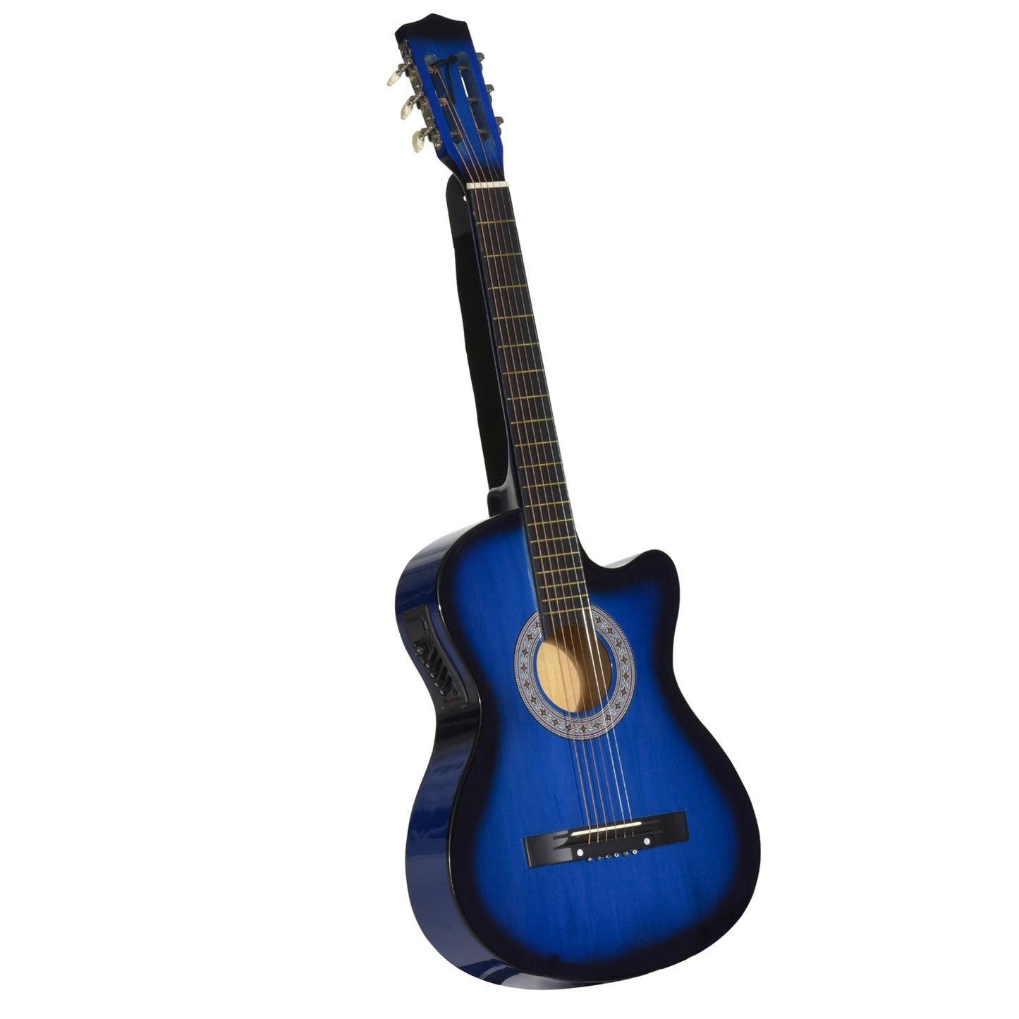 Soozier 39.5 Inch Acoustic Electric Guitar for Beginner with Strings, Beige Strap, 3 Picks and Case Bag, Wine Red