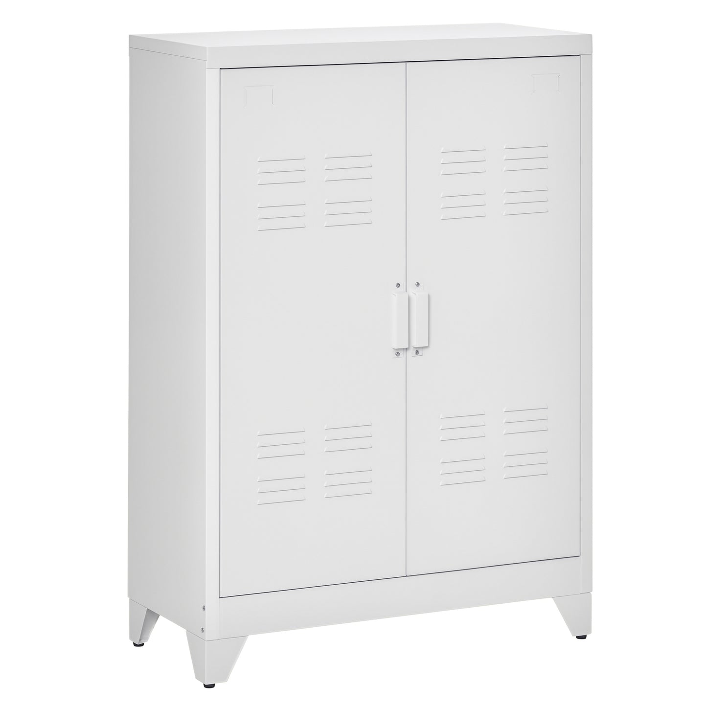 HOMCOM Metal Storage Cabinet, Industrial Sideboard Buffet Cabinet with 2 Louvered Doors, Adjustable Shelves, Grey