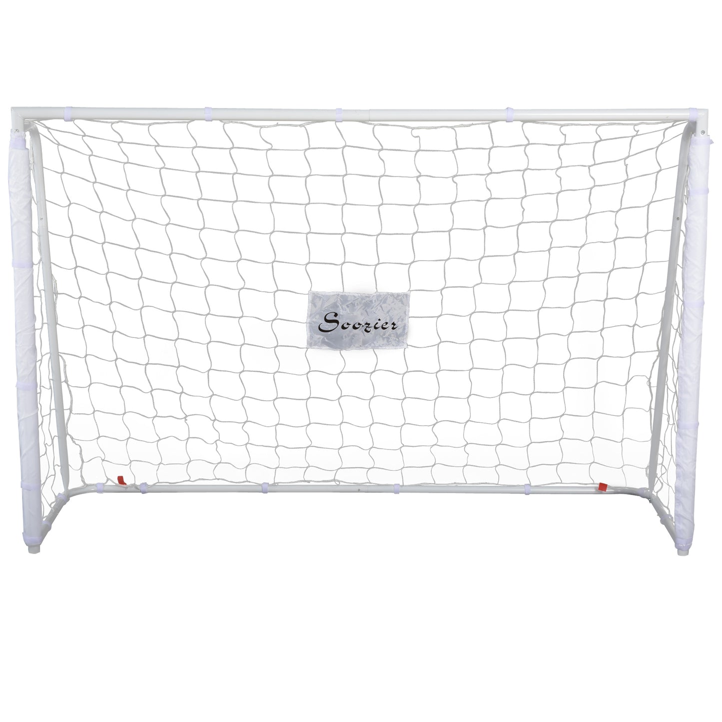 Soozier 6ft x 4ft Soccer Goal Net with Metal Frame, PE Mesh, Ground Stakes, Easy Assembly, Yellow