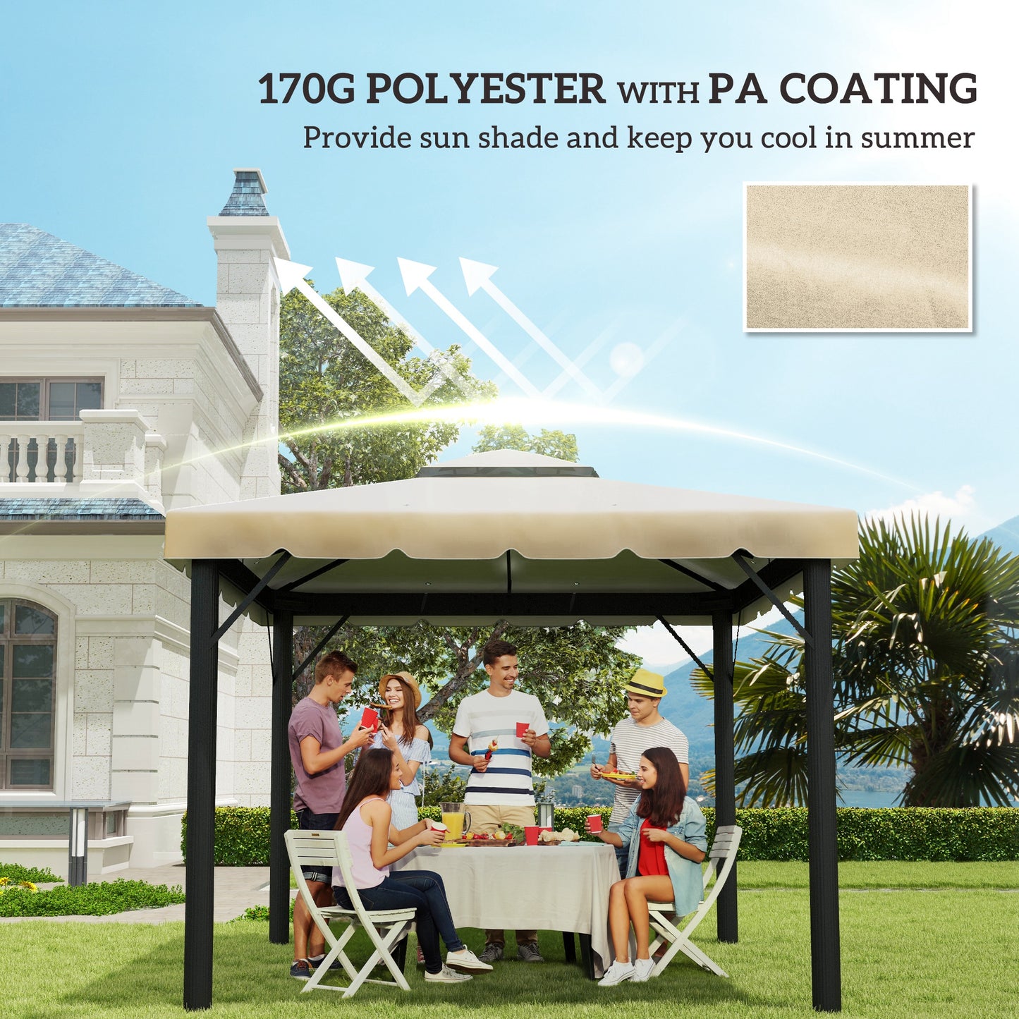 Outsunny 10' x 10' Gazebo Replacement Canopy, Gazebo Top Cover with Double Vented Roof for Garden Patio Outdoor TOP ONLY, Beige