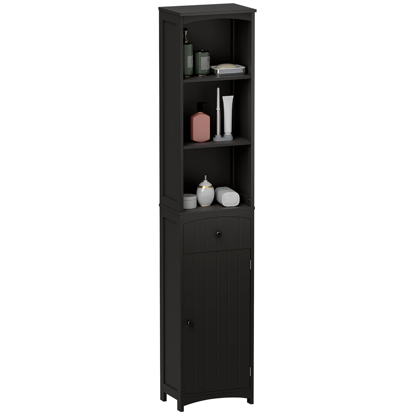 HOMCOM Tall Wooden Bathroom Cabinet Storage Organizer Kitchen Bedroom Decorative