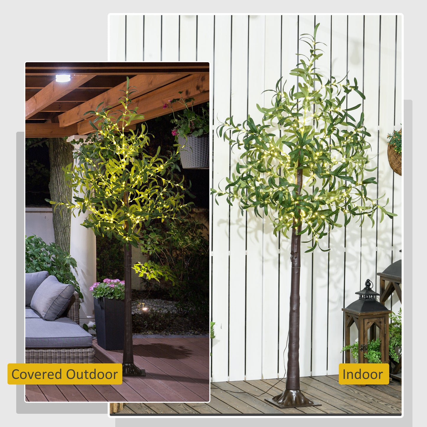 HOMCOM 6ft LED Olive Tree with 300 Warm White Lights, Light up Olive Tree for Indoor, Home, Party, Wedding, Christmas, Green