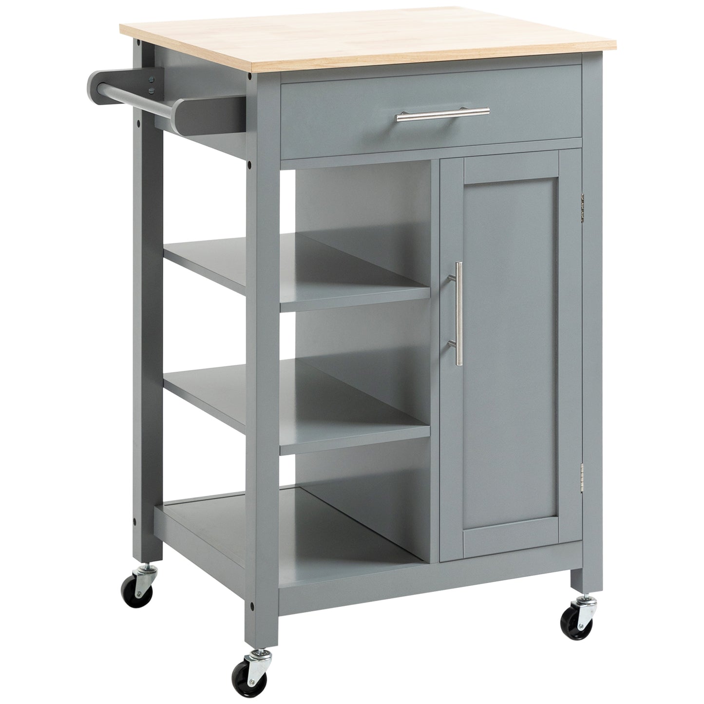 HOMCOM Kitchen Island, Compact Kitchen Cart on Wheels with Open Shelf & Storage Drawer for Dining Room, Kitchen, Black