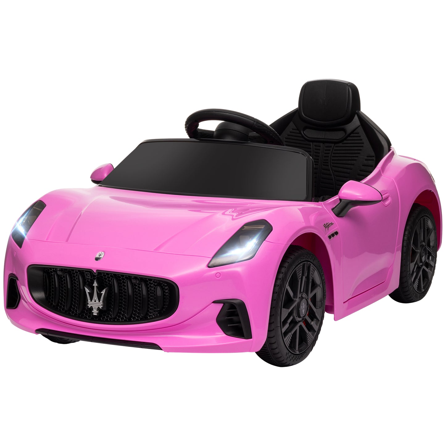 Qaba 12V Maserati Gran Turismo Licensed Kids Electric Car w/ Remote Control, Soft Start, LED Lights, Music, Horn, MP3, White