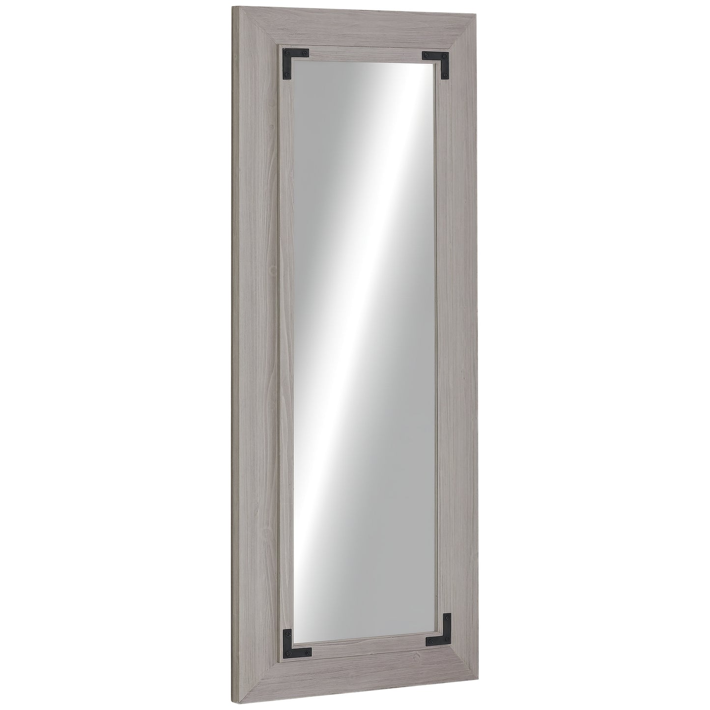 HOMCOM 59" x 23.5" Full Length Mirror, Farmhouse Wall Mount and Leaner Floor Mirror, Vertical and Horizontal for Bedroom, Dark Brown