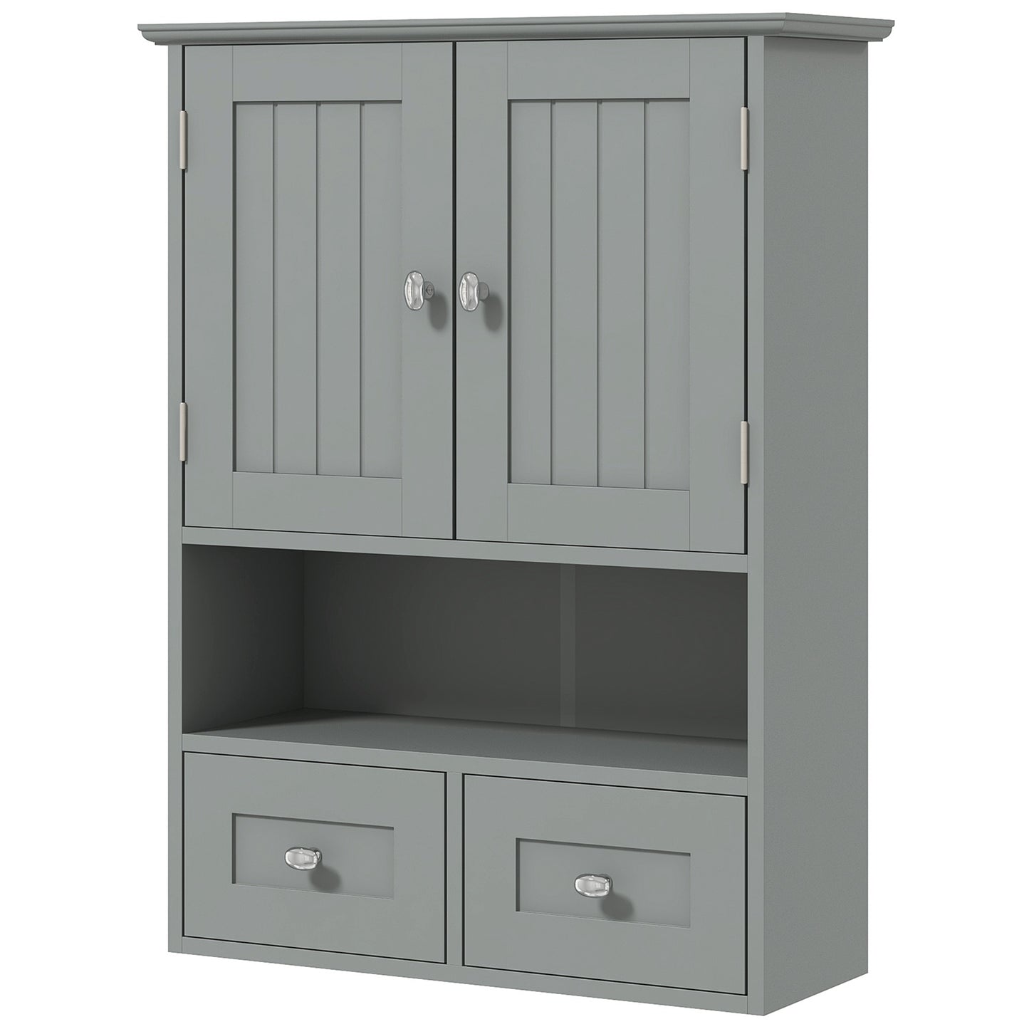 kleankin Bathroom Wall Cabinet, Medicine Cabinet, Over Toilet Storage Cabinet with Shelf and Drawers for Hallway, Living Room, White