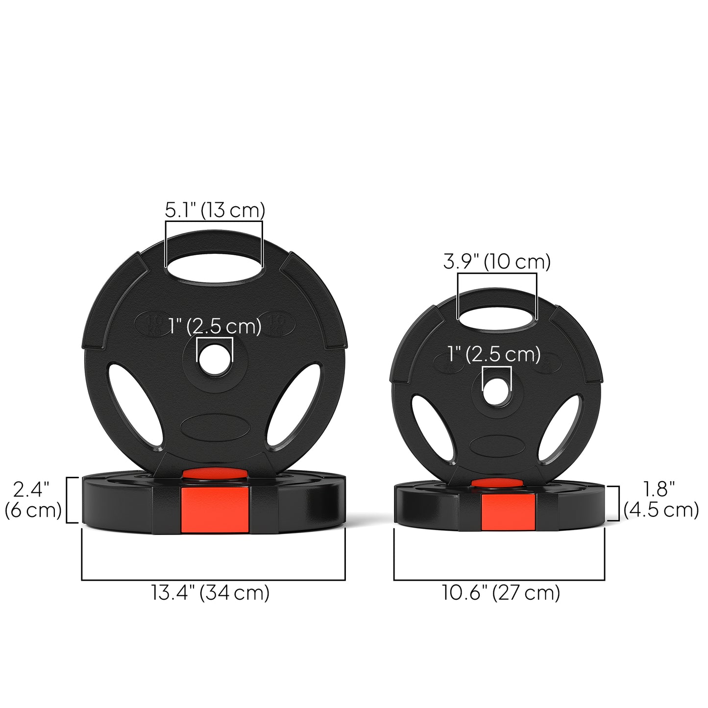 Soozier 1-Inch Weight Plates, Barbell Weights Set for Weightlifting and Strength Training, 2 x 22lbs + 2 x 11lbs