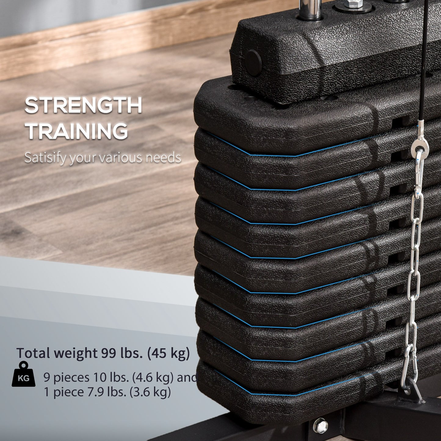 Soozier Multi-Exercise Home Gym Station with 99lbs Weight Stack, for Full Body Workout