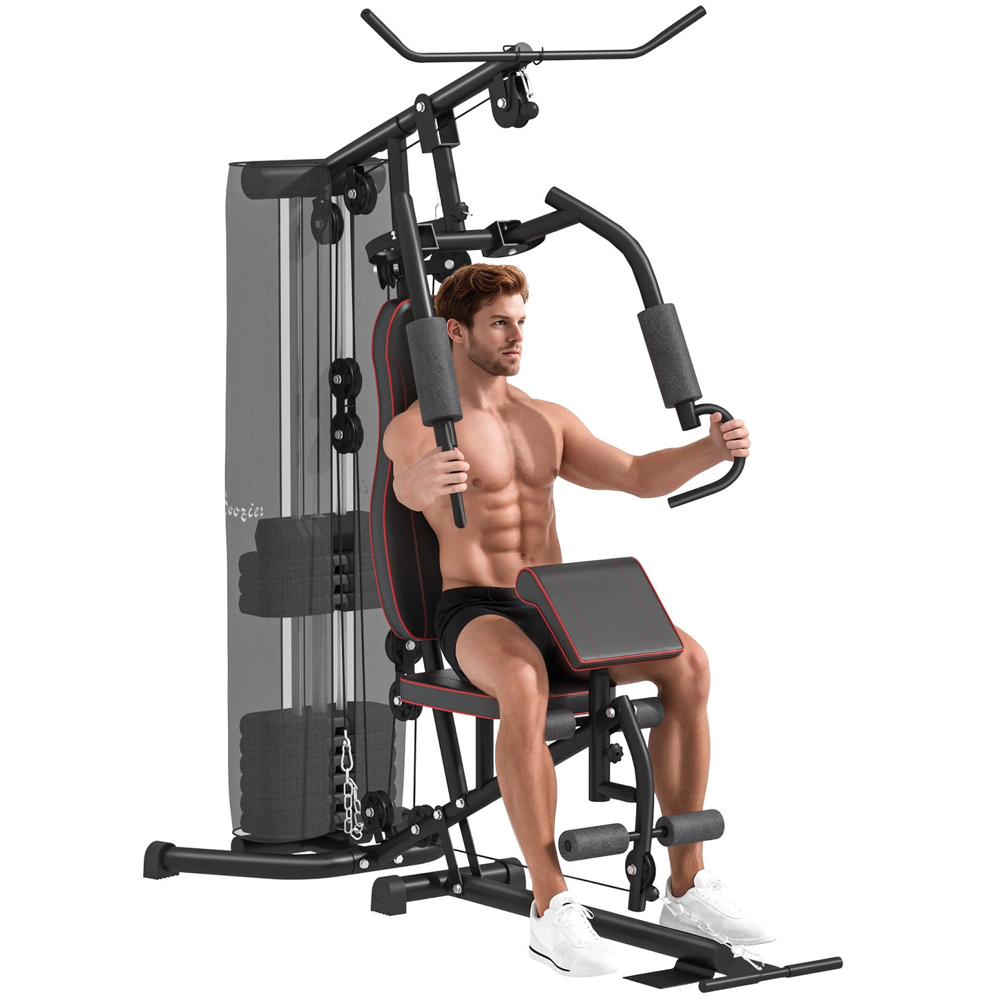 Soozier Multi-Exercise Home Gym Station with 99lbs Weight Stack, for Full Body Workout