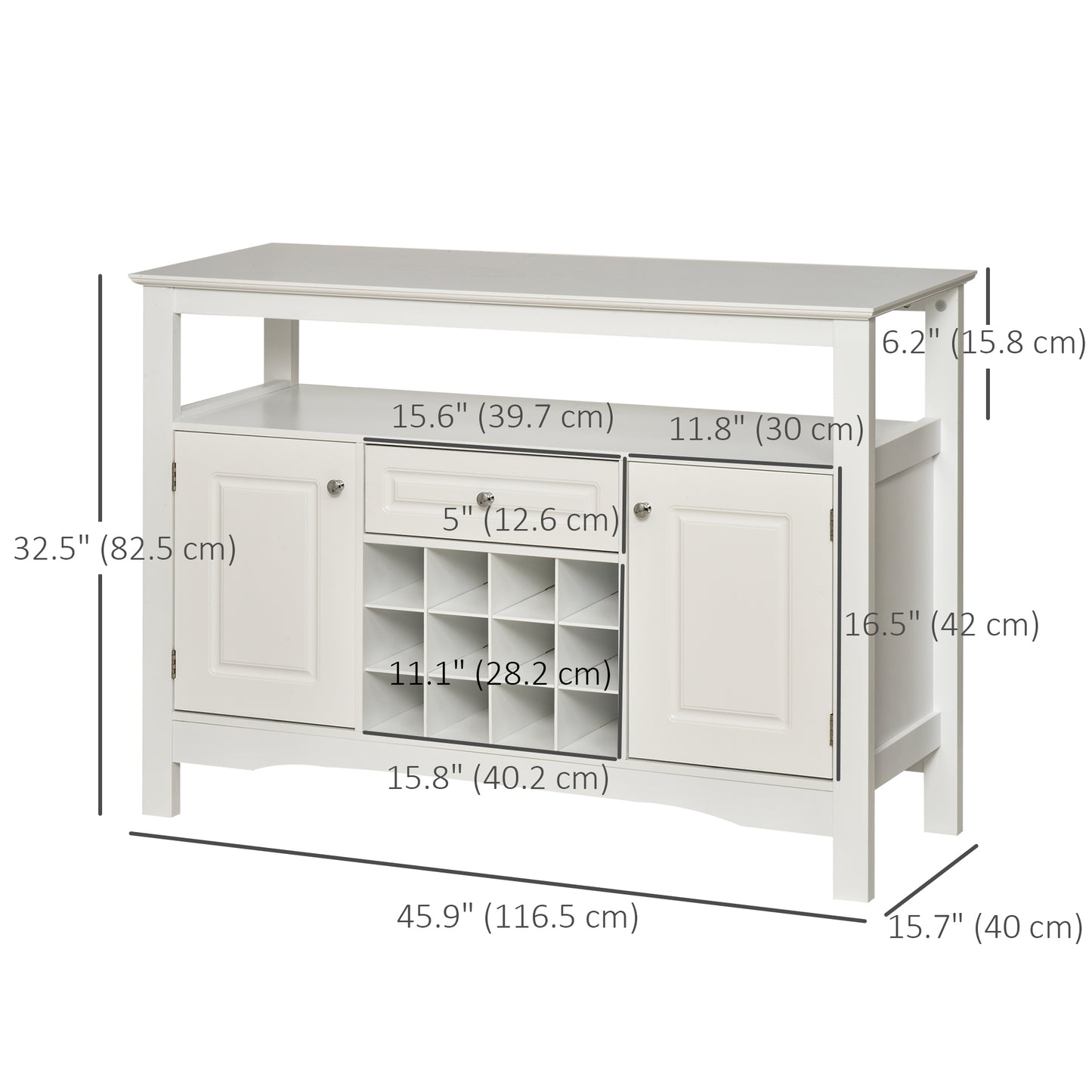 HOMCOM Modern Kitchen Buffet Bar Cabinet Storage Sideboard Dining Server with Drawer & 12-Bottle Wine Rack for Living Room, Espresso