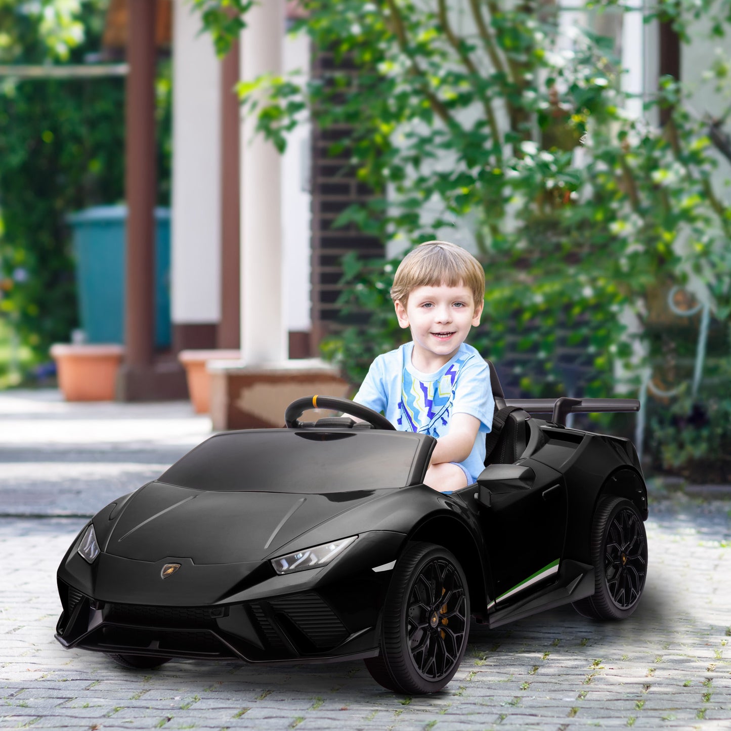 Qaba 12V Lamborghini Huracan Licensed Kids Electric Car with Remote Control, Spring Suspension, Transport Wheels, Yellow