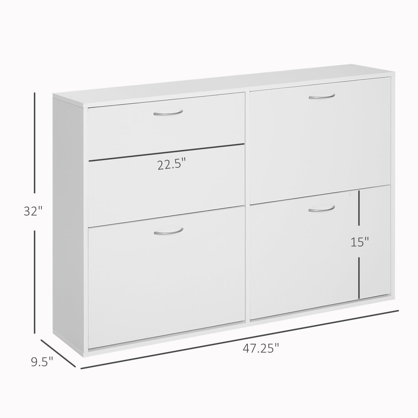 HOMCOM Flip Down Shoe Storage, Multi Cabinet, Wooden Shoe Rack, Entryway Shelf, 4 Drawer Organizer, Freestanding Unit, Brown