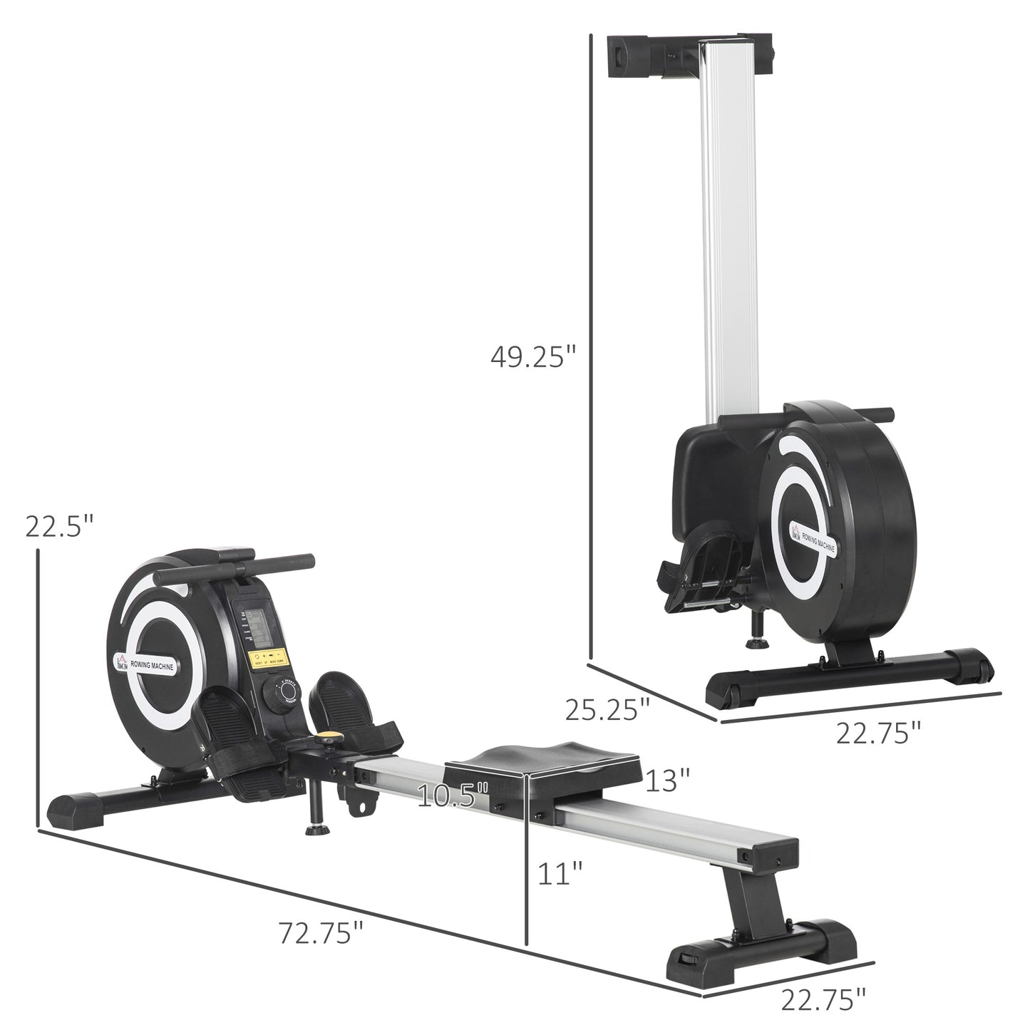 Soozier Magnetic Rowing Machine Adjustable Resistance Rower with LCD Digital Monitor Fully Body Health & Fitness for Home Use