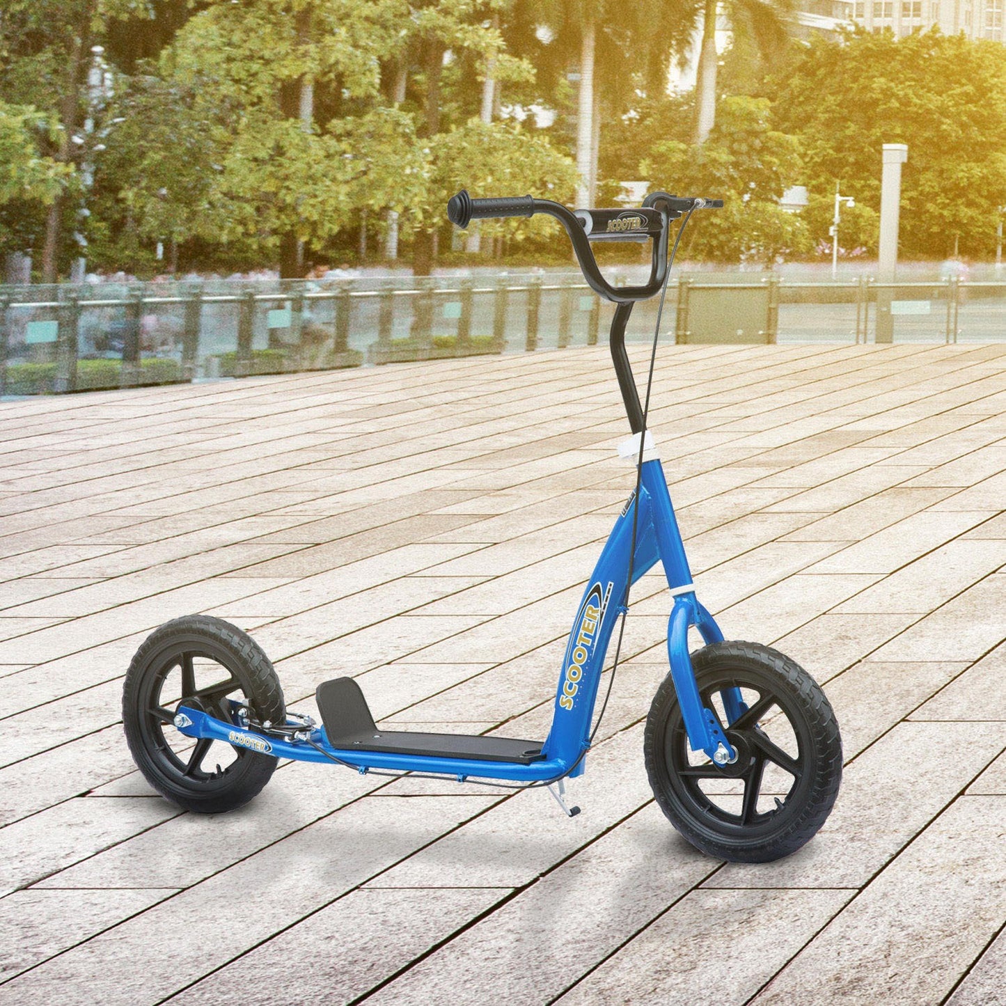 HOMCOM Kids Scooter Street Bike Bicycle for Teens Ride on Toy w/ 12'' Tire for 5-12 Year Old Blue