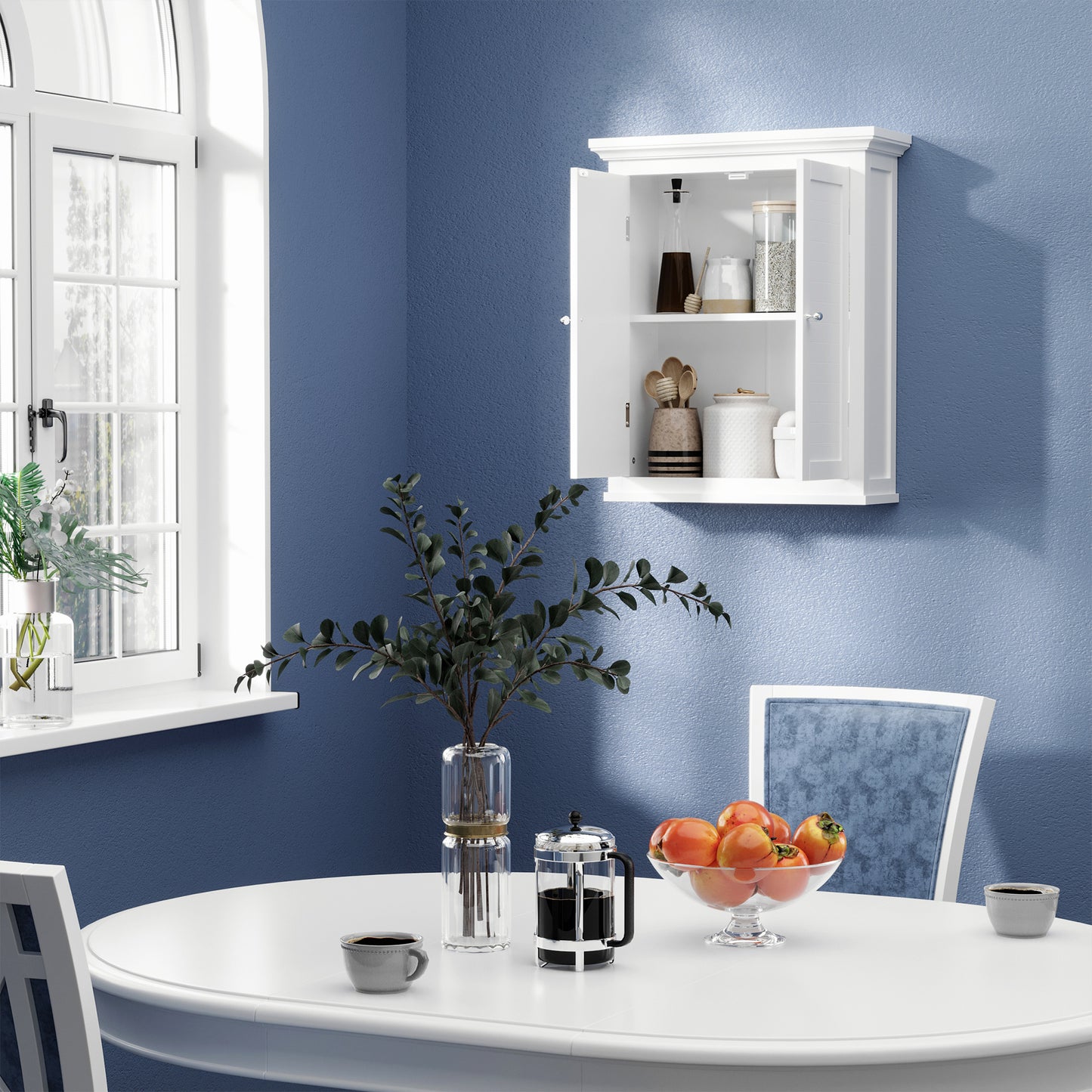 kleankin Over Toilet Storage Cabinet, Bathroom Wall Cabinet with Adjustable Shelf for Living Room and Entryway, White
