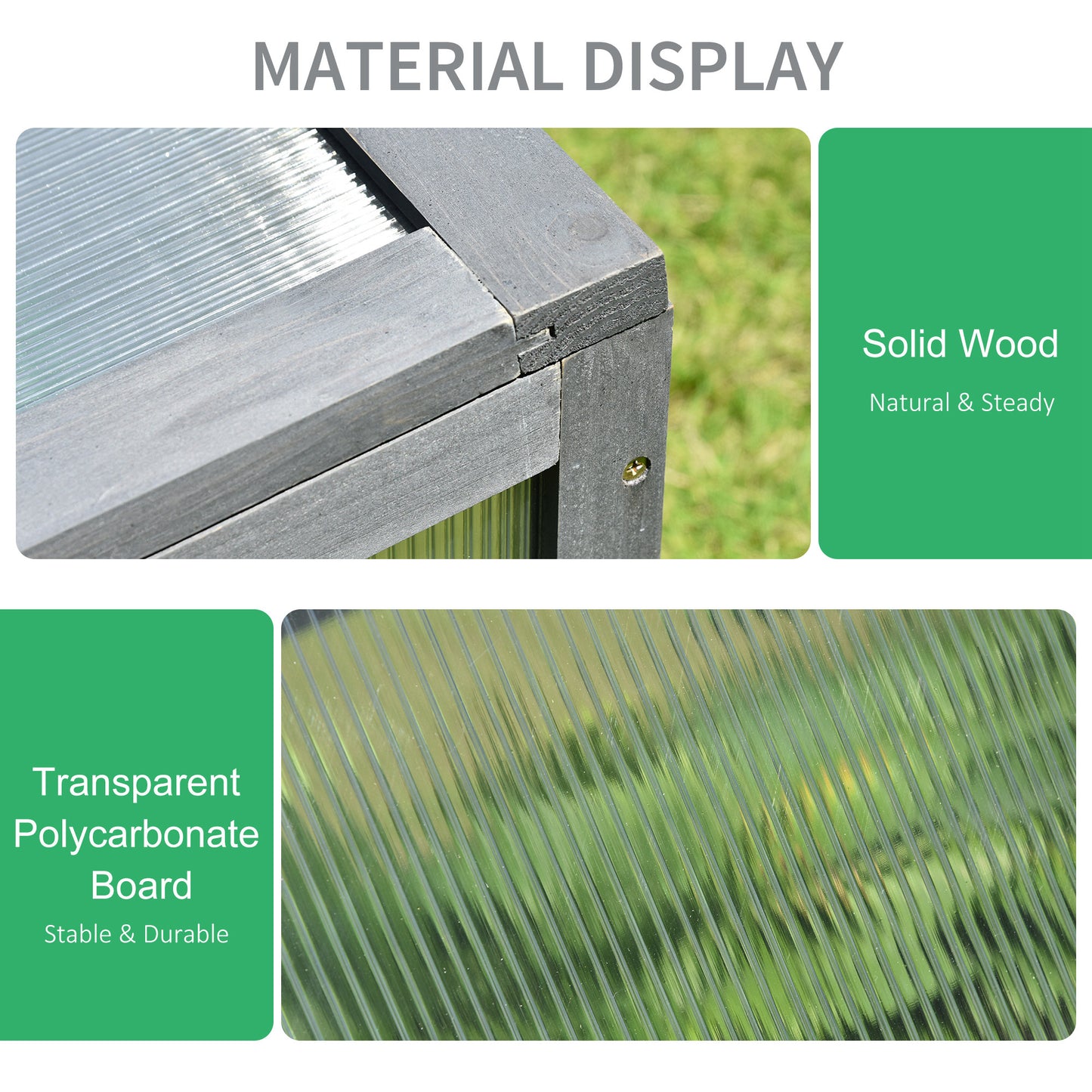 Outsunny 39" x 26" x 16" Wooden Cold Frame with Openable and Tilted Top Cover, Small Polycarbonate Planter Box for Flowers, Vegetables, Plants, Brown